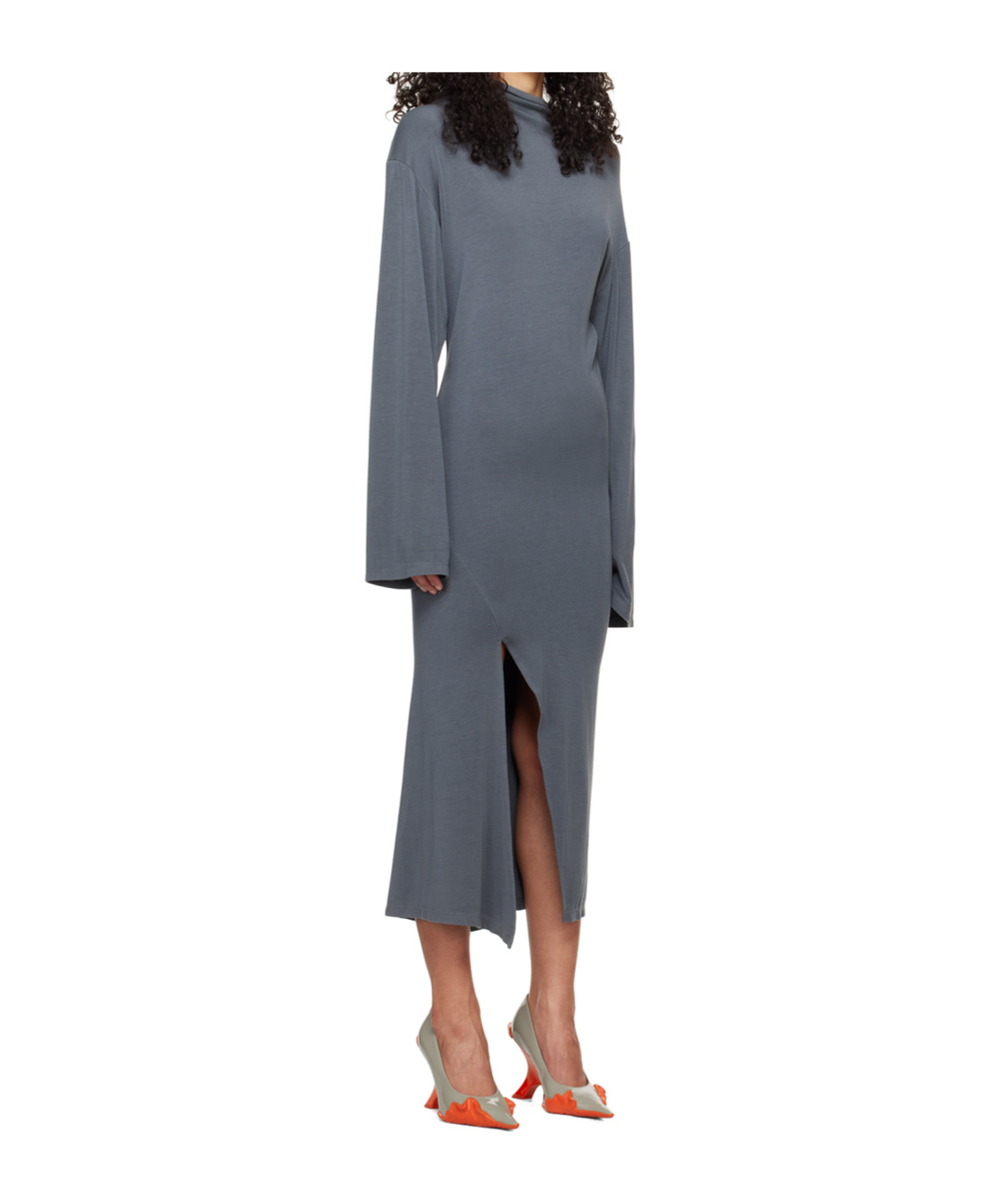 Jade Cropper Vented Midi Dress In Gray