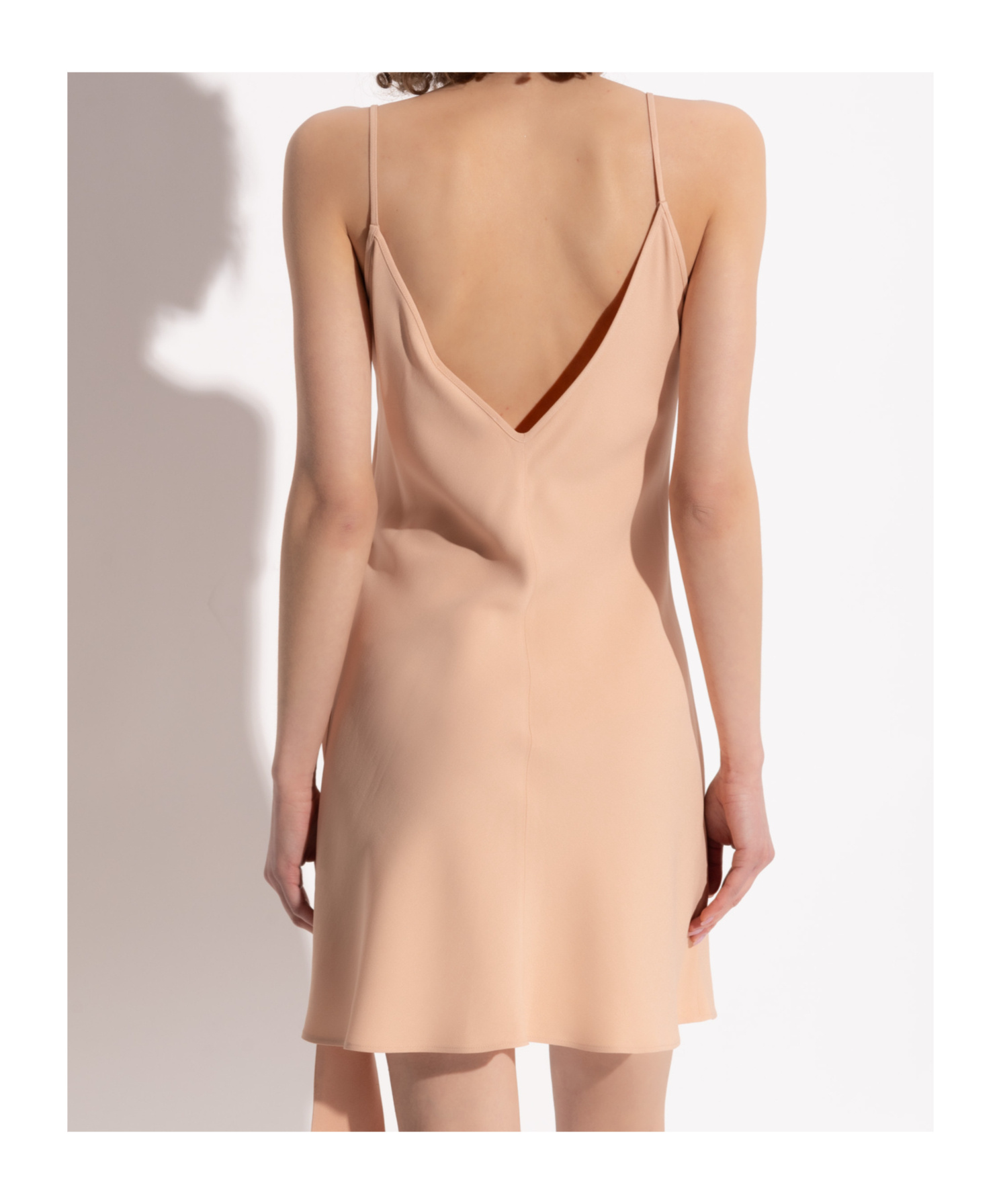 Blumarine Envers Crystal-embellished Logo Slip Dress In Nude