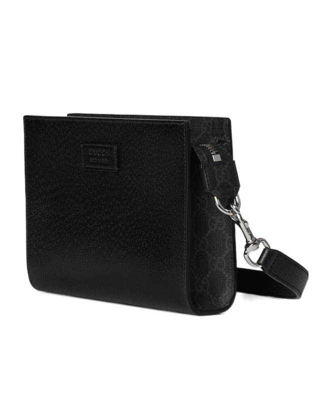 Gucci Super Mini Gg Leather Crossbody Bag In Black