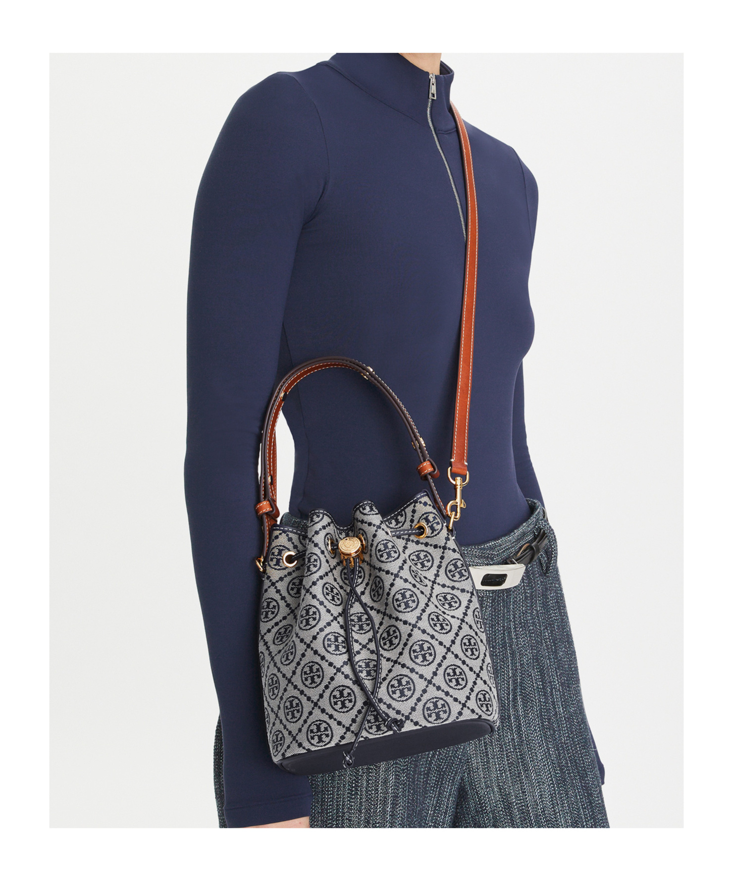 Shop Tory Burch T-monogram Bucket Bag In Gray