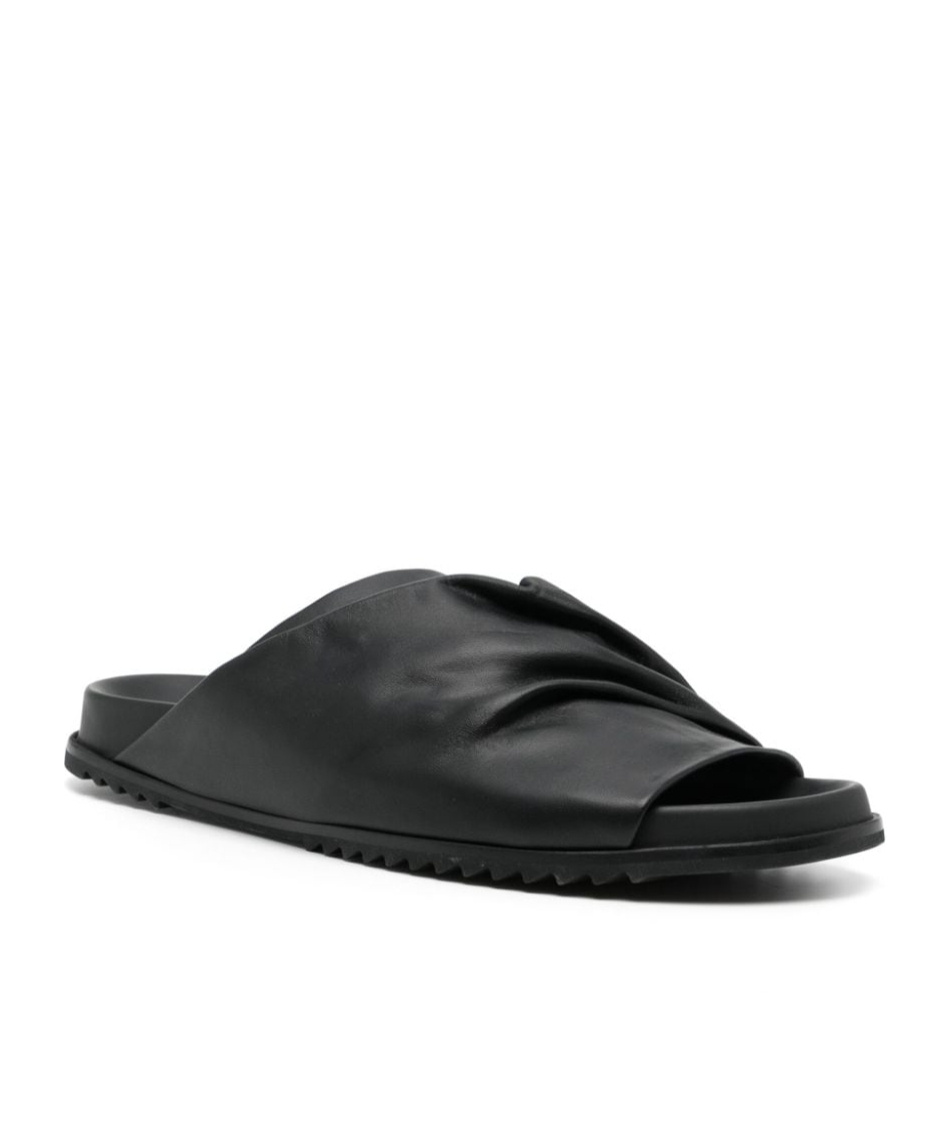 Rick Owens Leather Criss-cross Slides Open Toe In Black