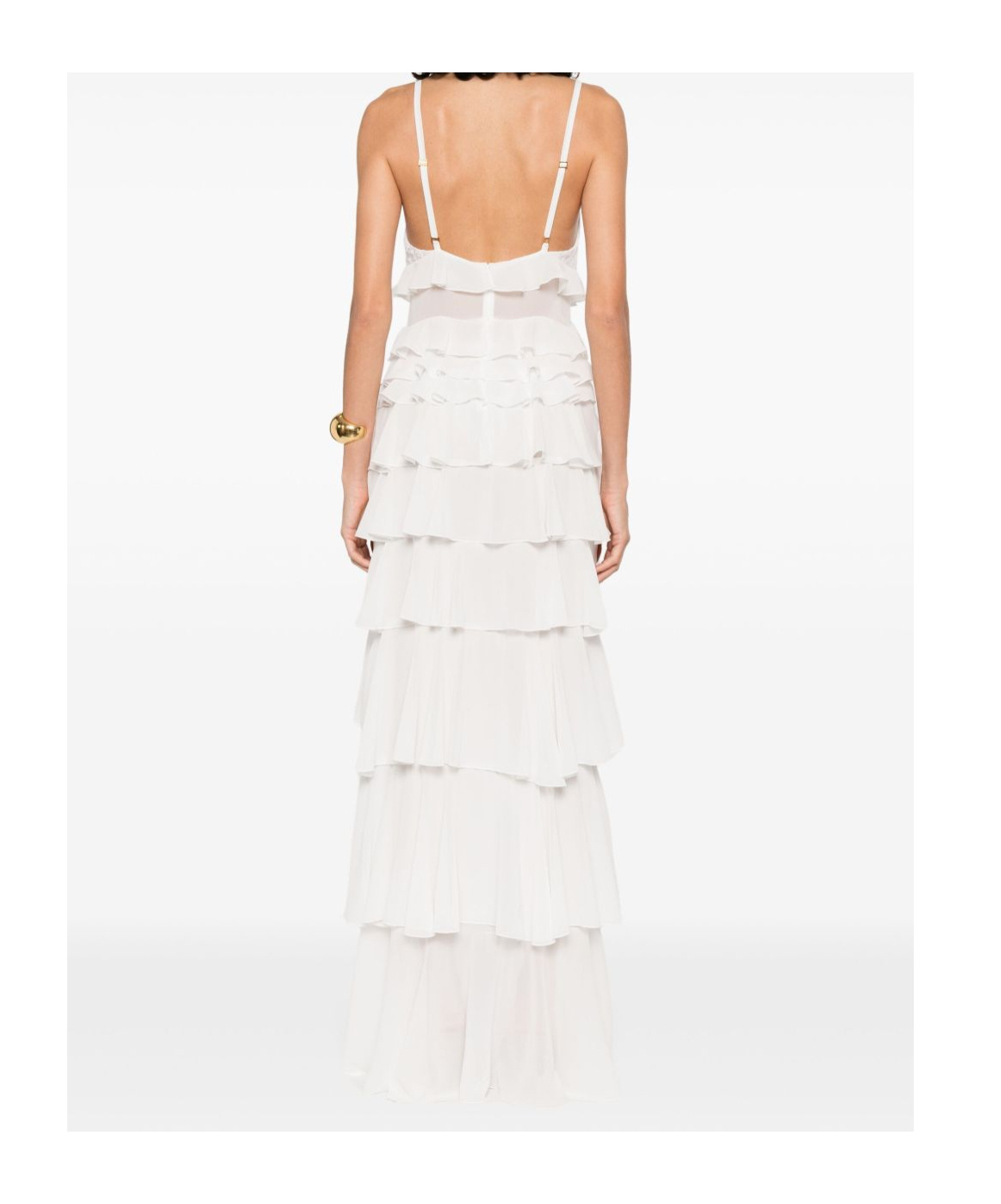 Shop Elisabetta Franchi Georgette Ruffled Maxi Dress