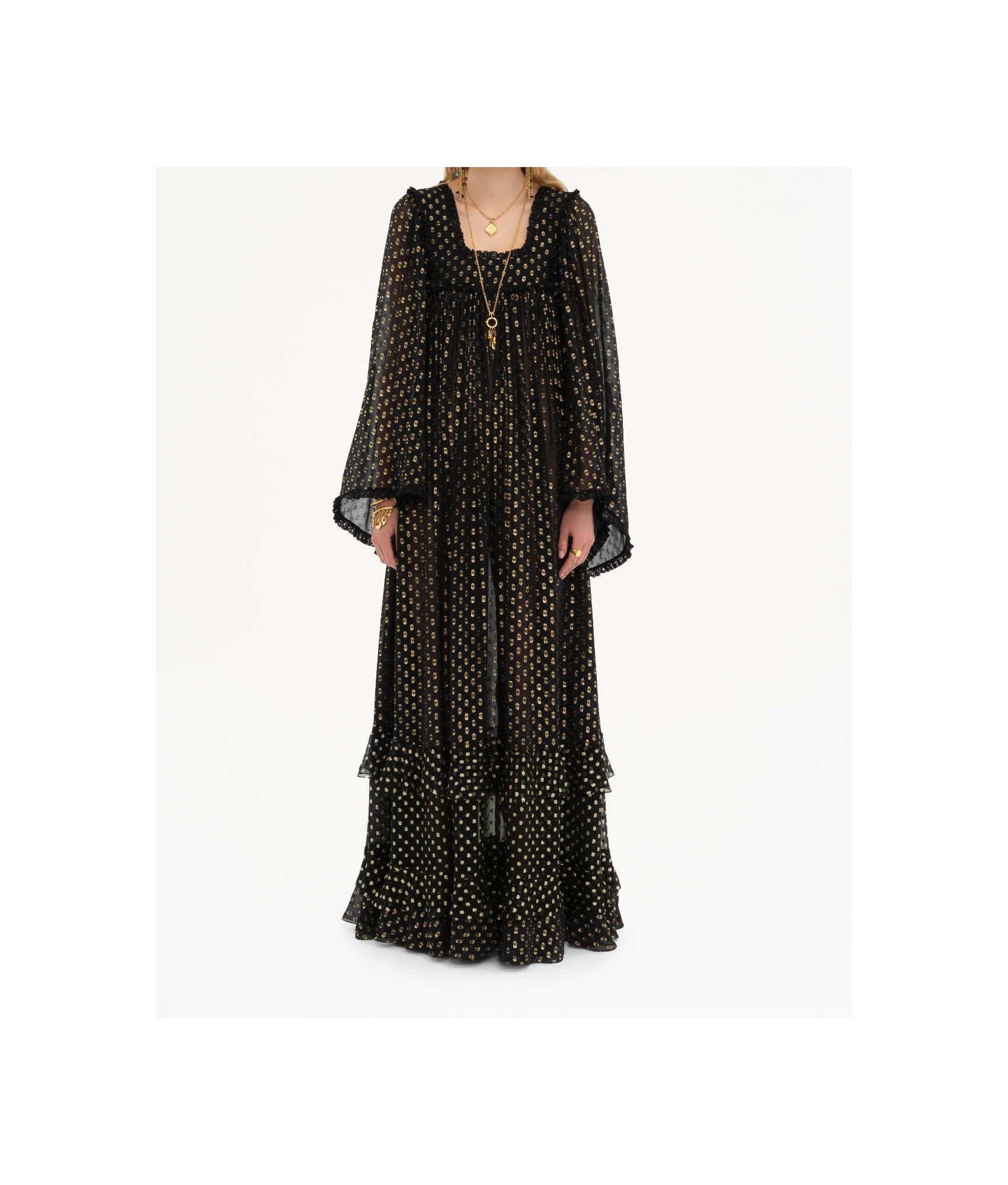 Shop Chloé Ruffled Extra-long Dress In Black