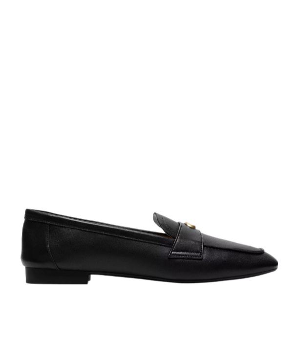 Coach Sculpted C Black Leather Loafers In Black
