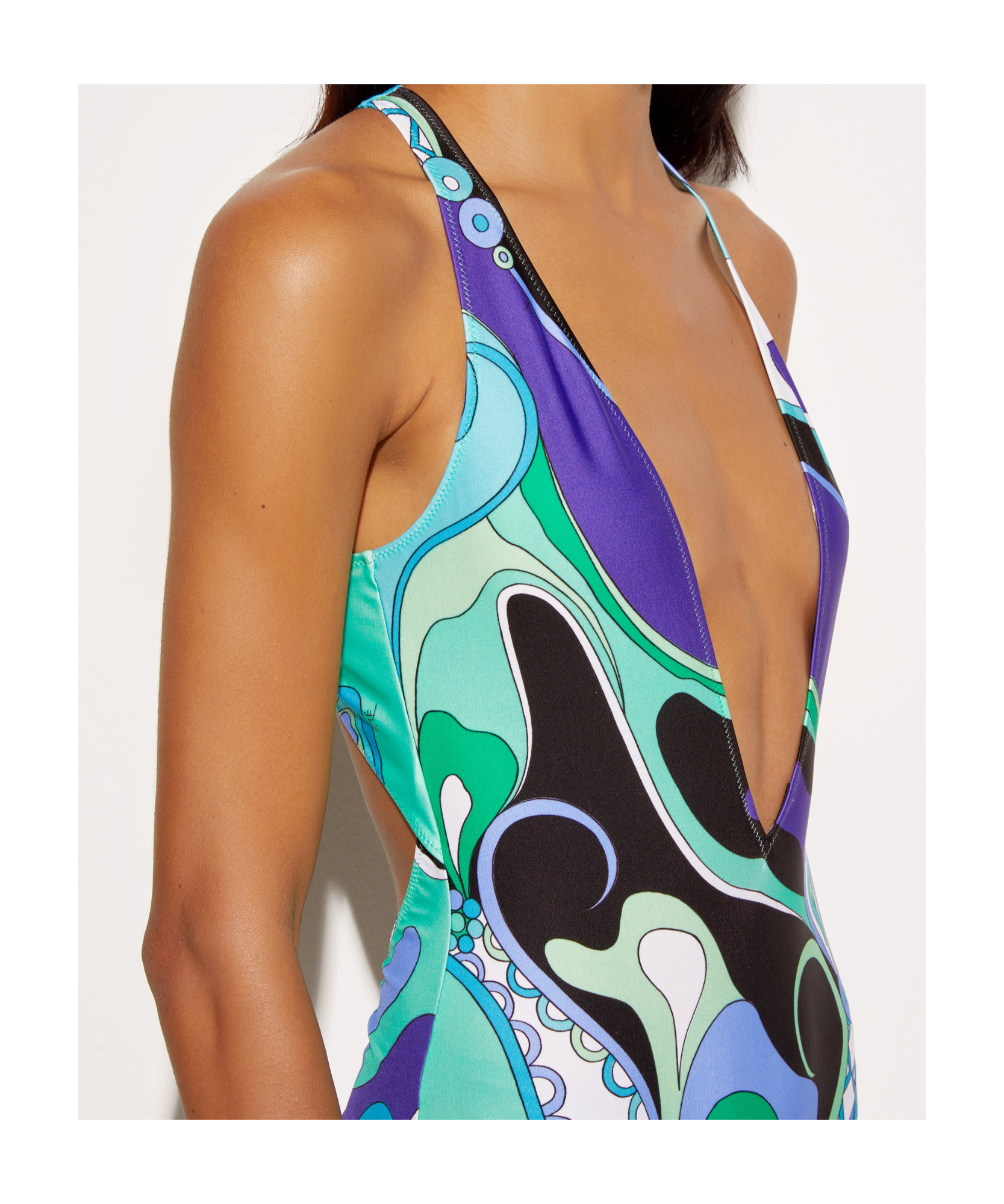 Emilio Pucci Pucci Pattern-printed One-piece Swimsuit In Blue