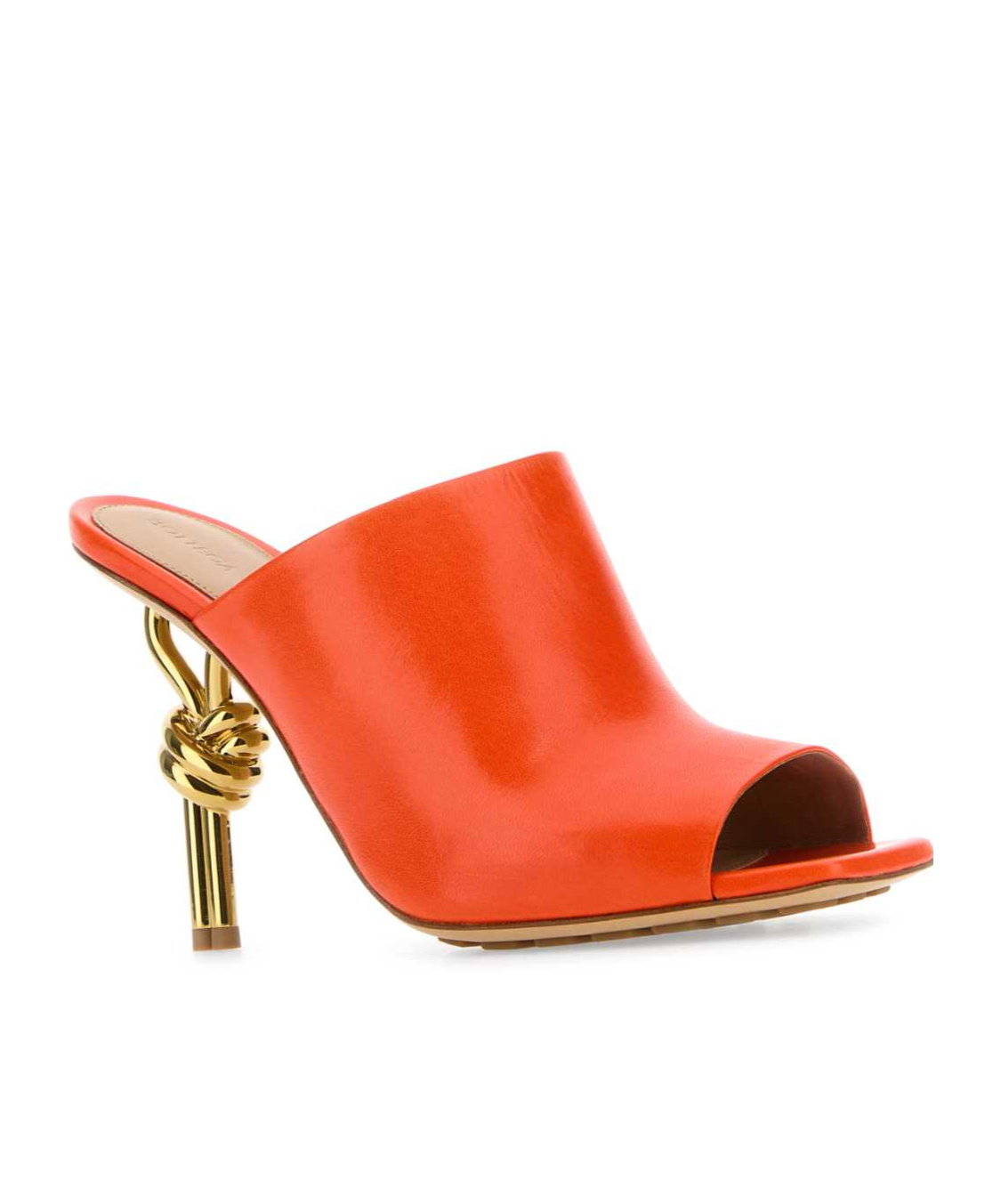 Bottega Veneta Orange Nappa Leather Knot Heels In Red