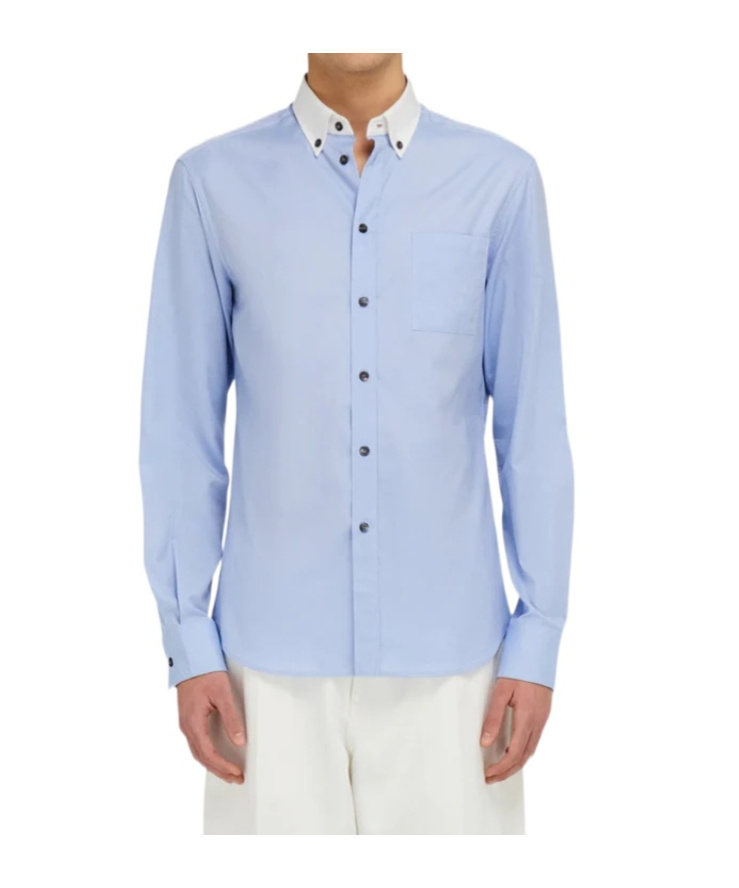 Ferragamo Button Down Oxford Shirt In Blue