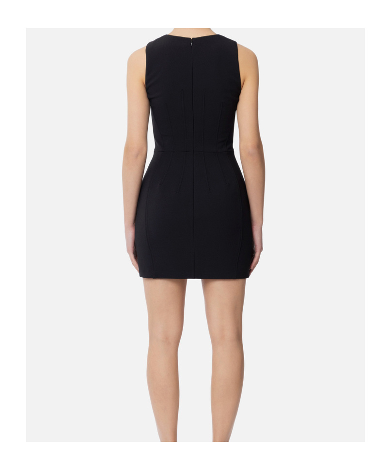 Elisabetta Franchi Floral-charm Crepe Mini Dress In Black