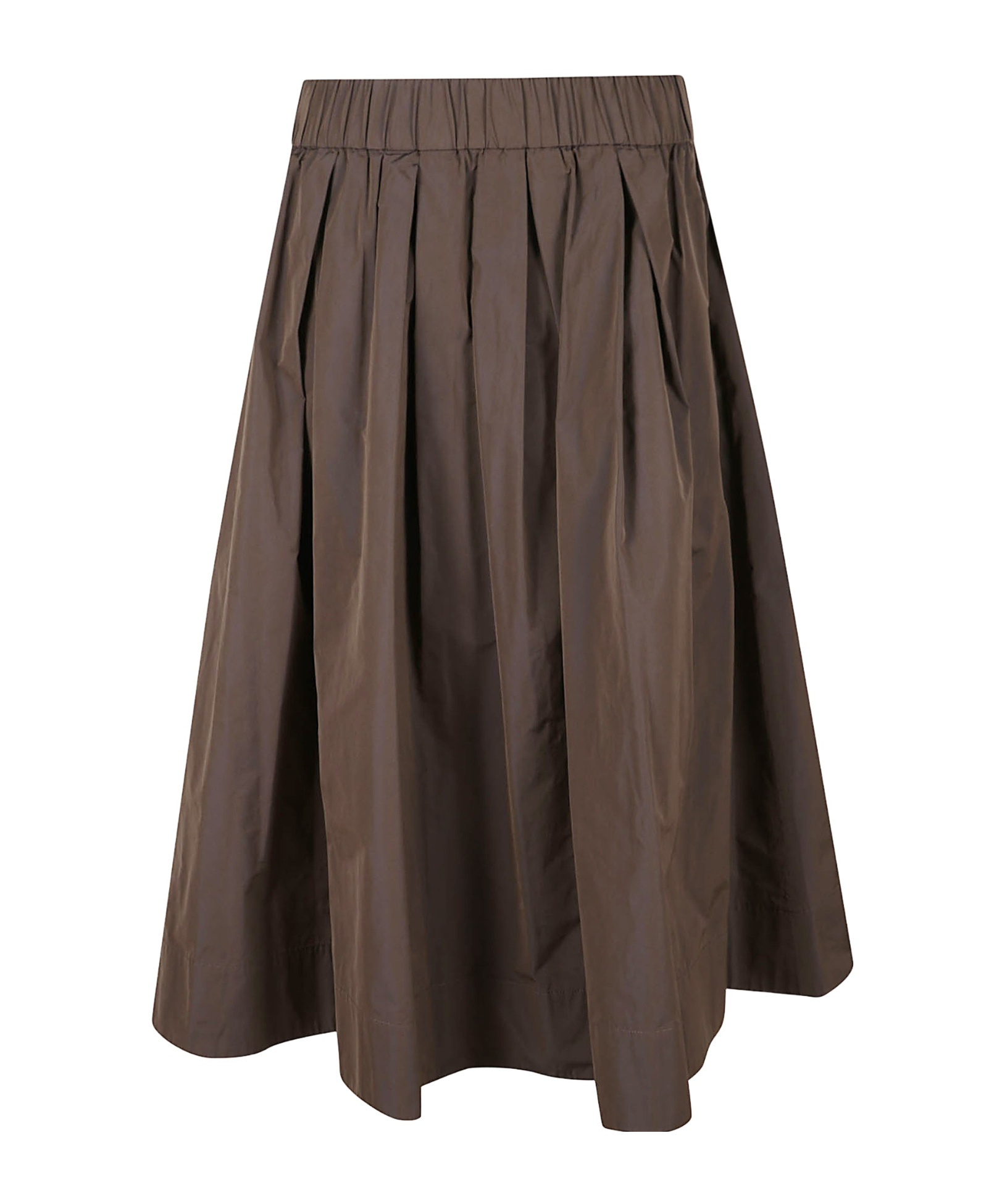 Peserico Pleated Brown Maxi Skirt With Flowy Silhouette In Multi