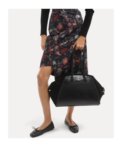 Vivienne Westwood Medium Shirley Curved Top-handle Tote Bag In Black