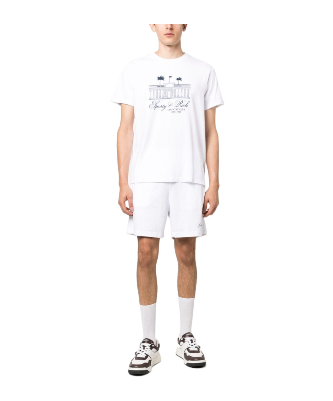 Shop Sporty And Rich Logo-print Track Shorts In White