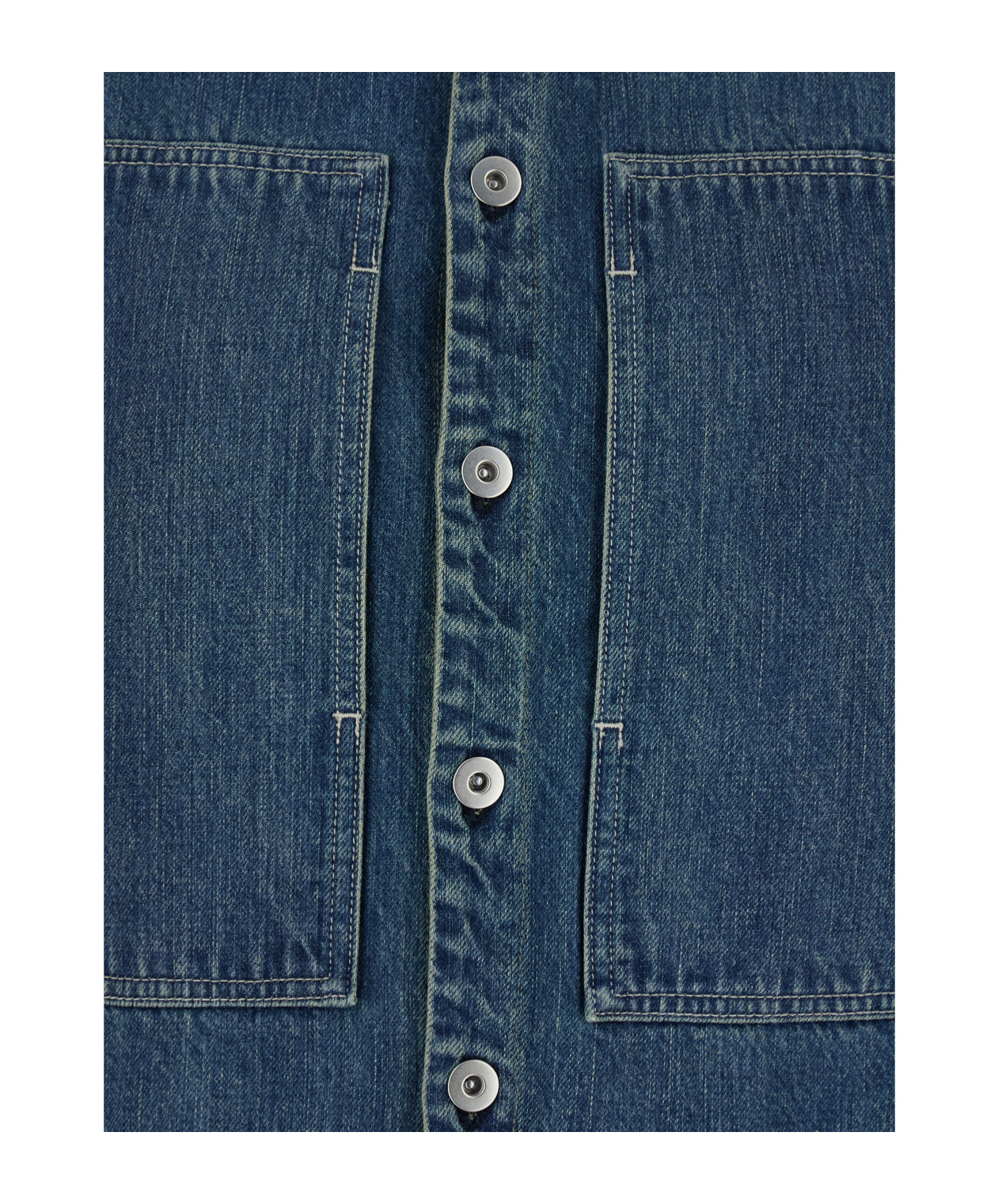 Jil Sander Women Blue Shirt With Classic Collar And Logo Patch On The Rear In Denim Woman In Blue