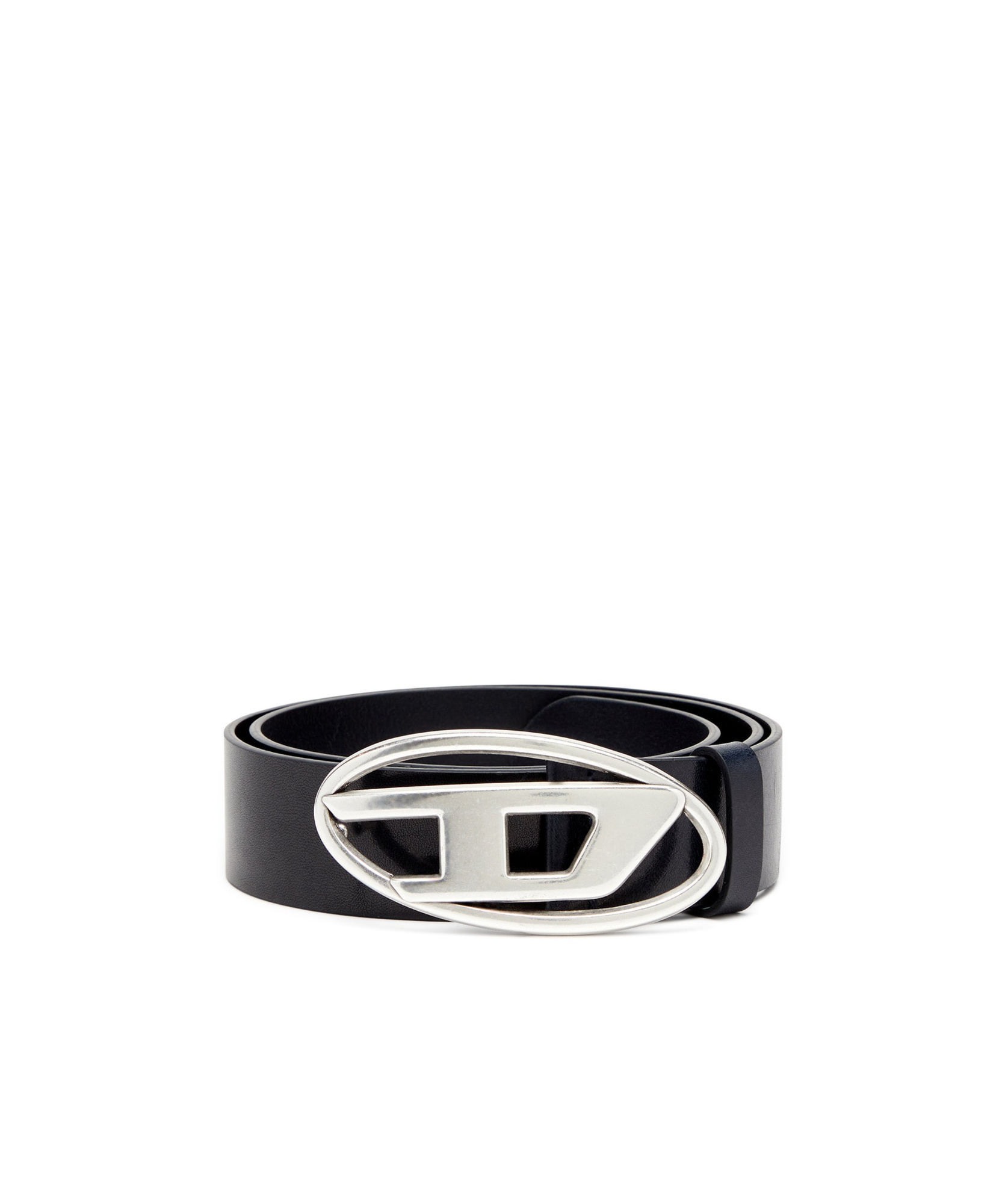 Diesel B-1dr Leather Belt In Black