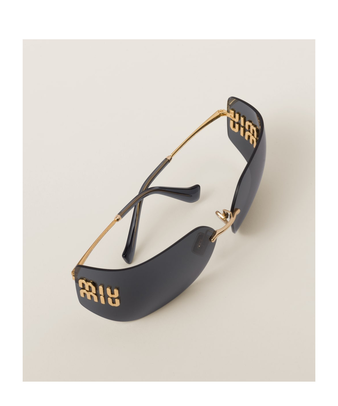 Miu Miu Mu 54ys 80 Rimless Titanium Wrap Sunglasses In Black