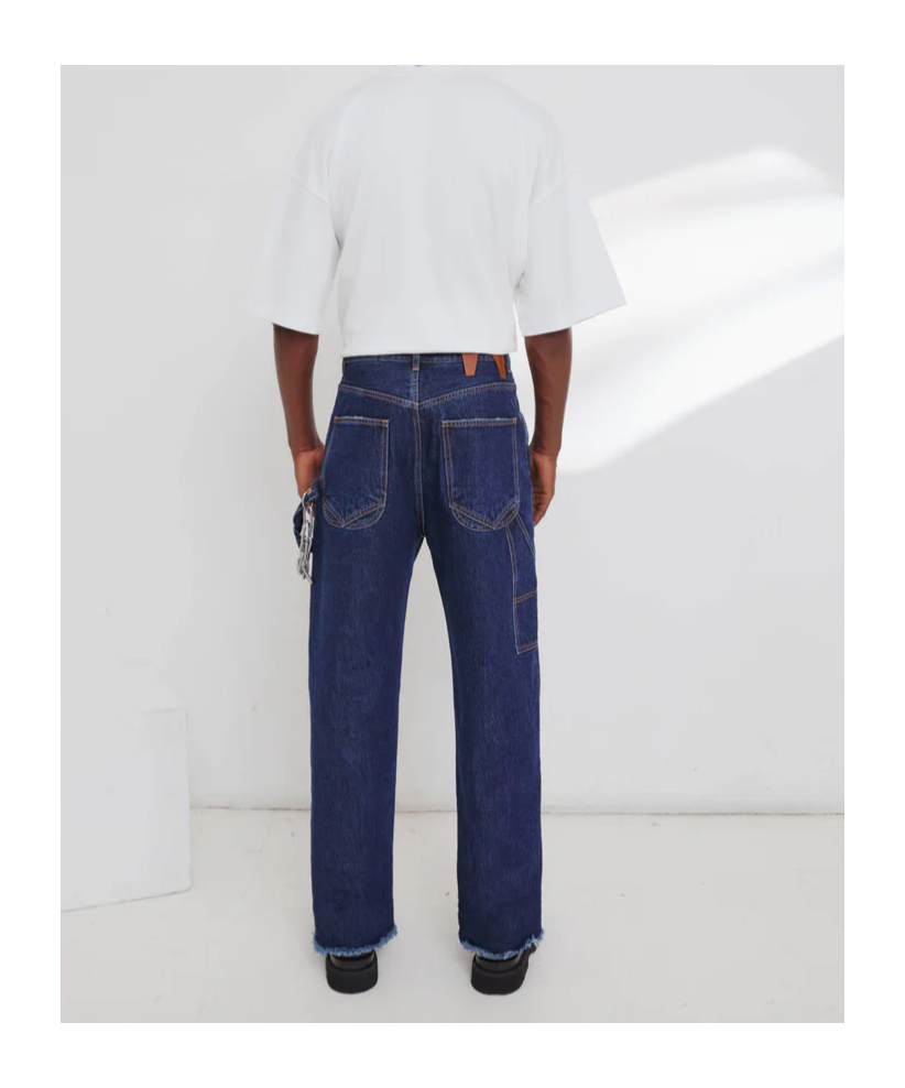 Darkpark Chain Adorned Relax Fit Worker Denim In Blue