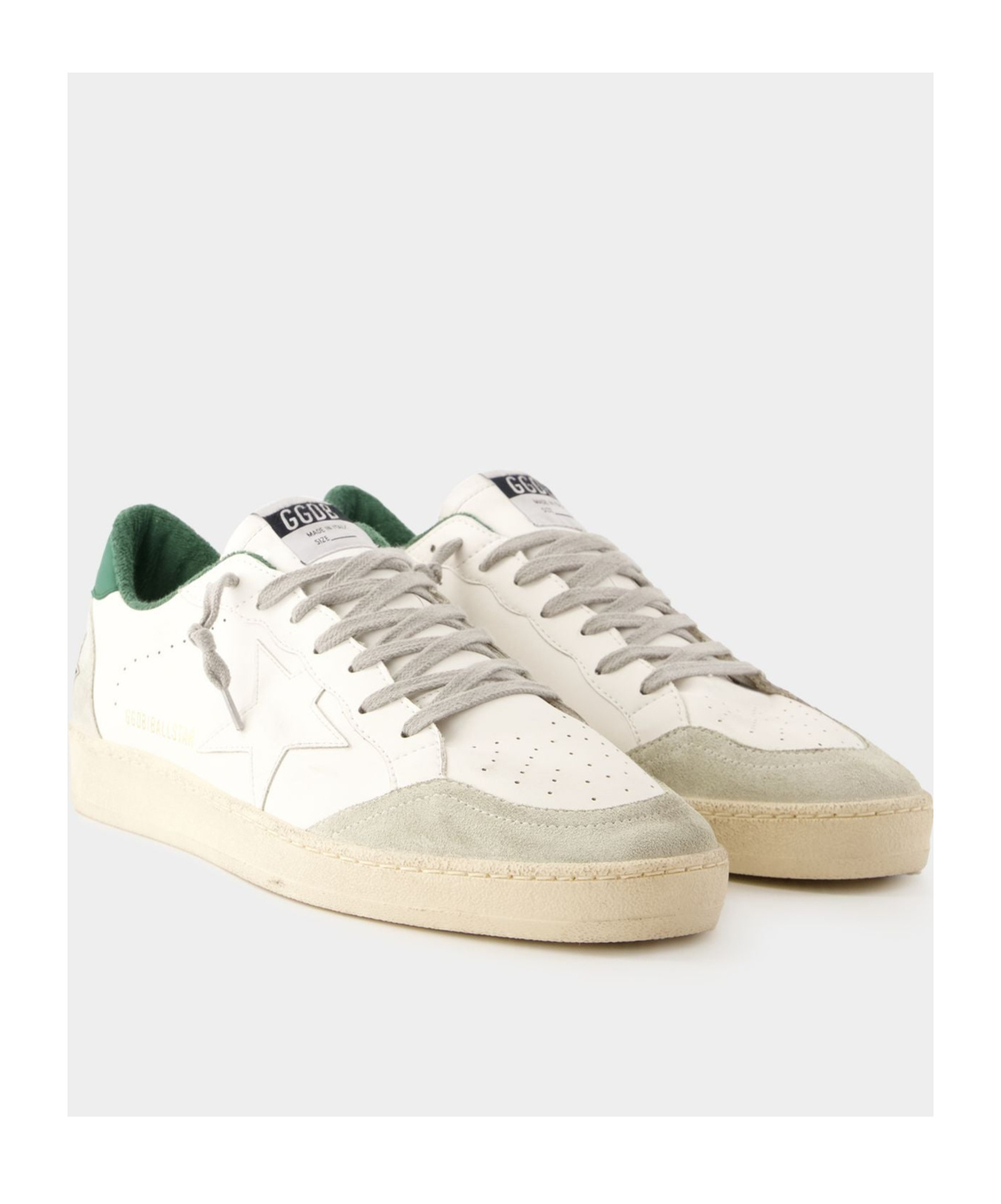 Golden Goose White Cow Leather Vamp Sneakers With Unique Used And Dirty Effect In White