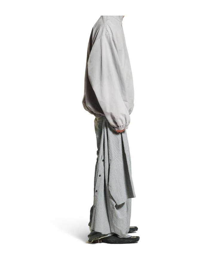 Balenciaga Oversized Cotton Logo Jacket In Gray
