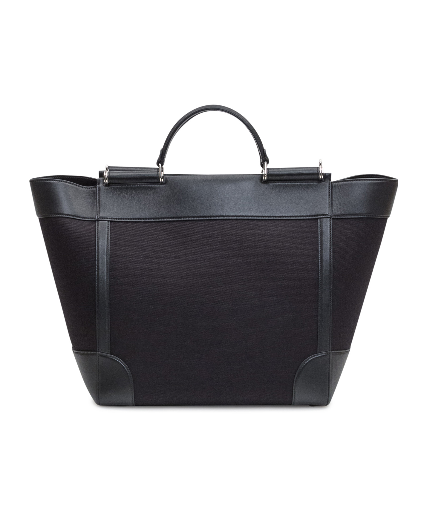 Dolce & Gabbana Black Panama And Leather Top Handle Bag In Black