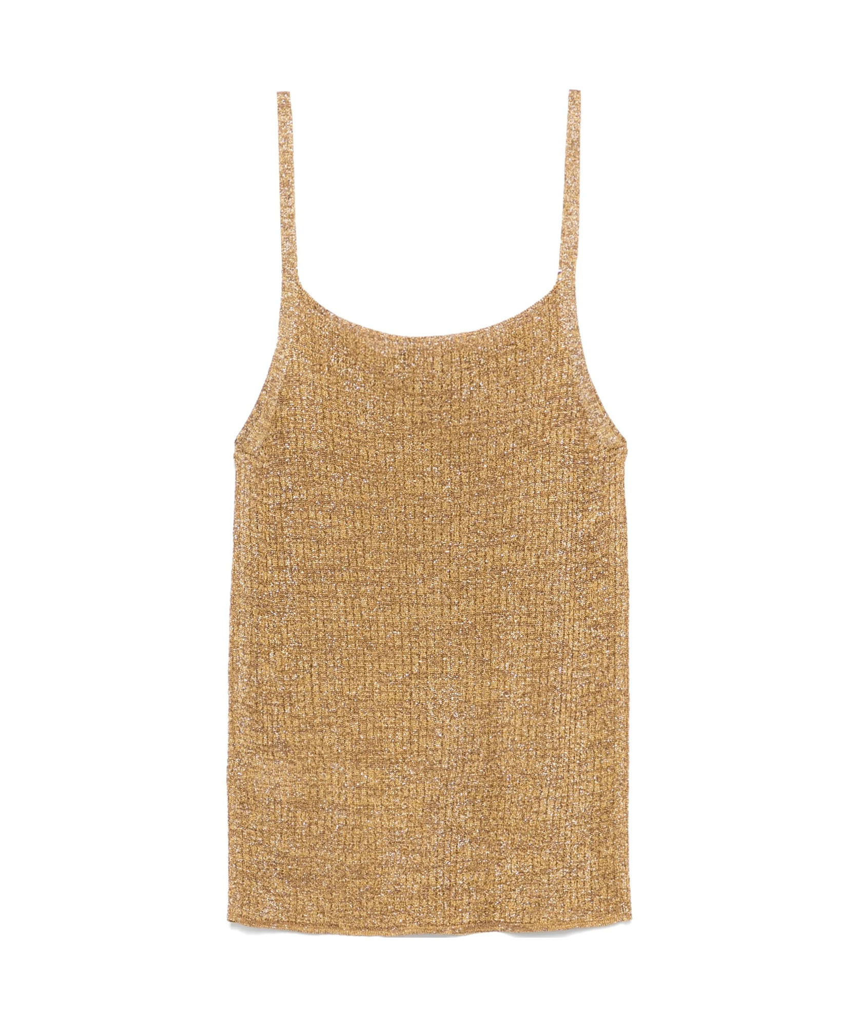 Roberto Collina Lurex Ribbed Tank Top In Nude