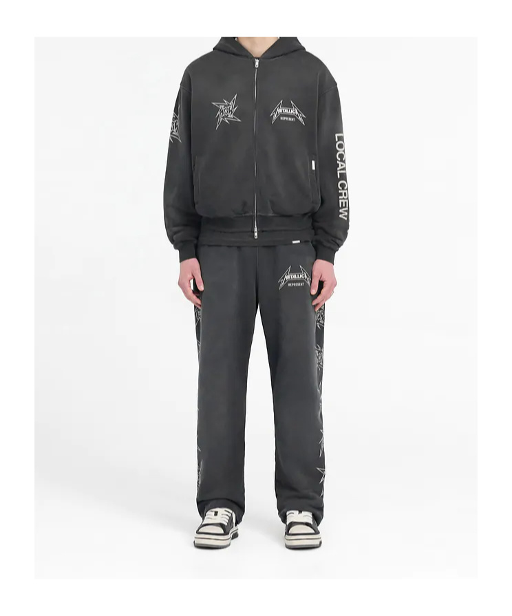 Represent X Metallica Local Crew Zip-up Hooded Sweatshirt In Black