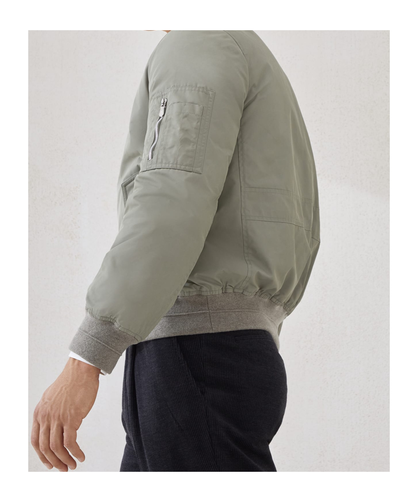 Brunello Cucinelli Zip-fastening Bomber Jacket In Gray