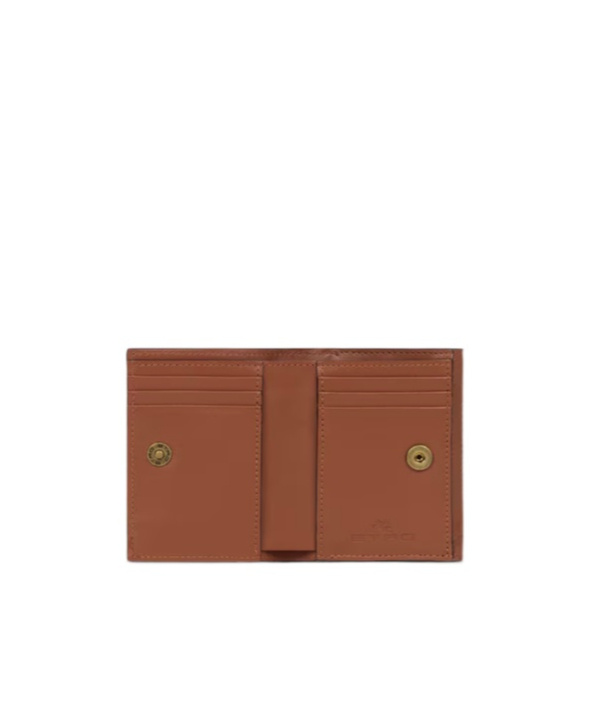 Etro Small Tumbled Leather Pony Wallet In Brown