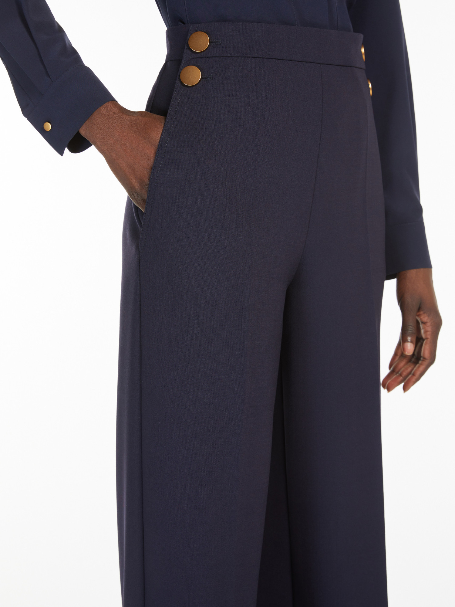 Max Mara Wide-leg Trousers With Tailored Silhouette In Blue