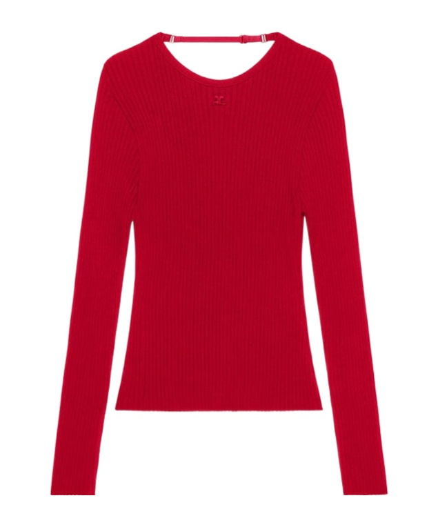 Shop Courrèges Lingerie-detail Sweater In Red
