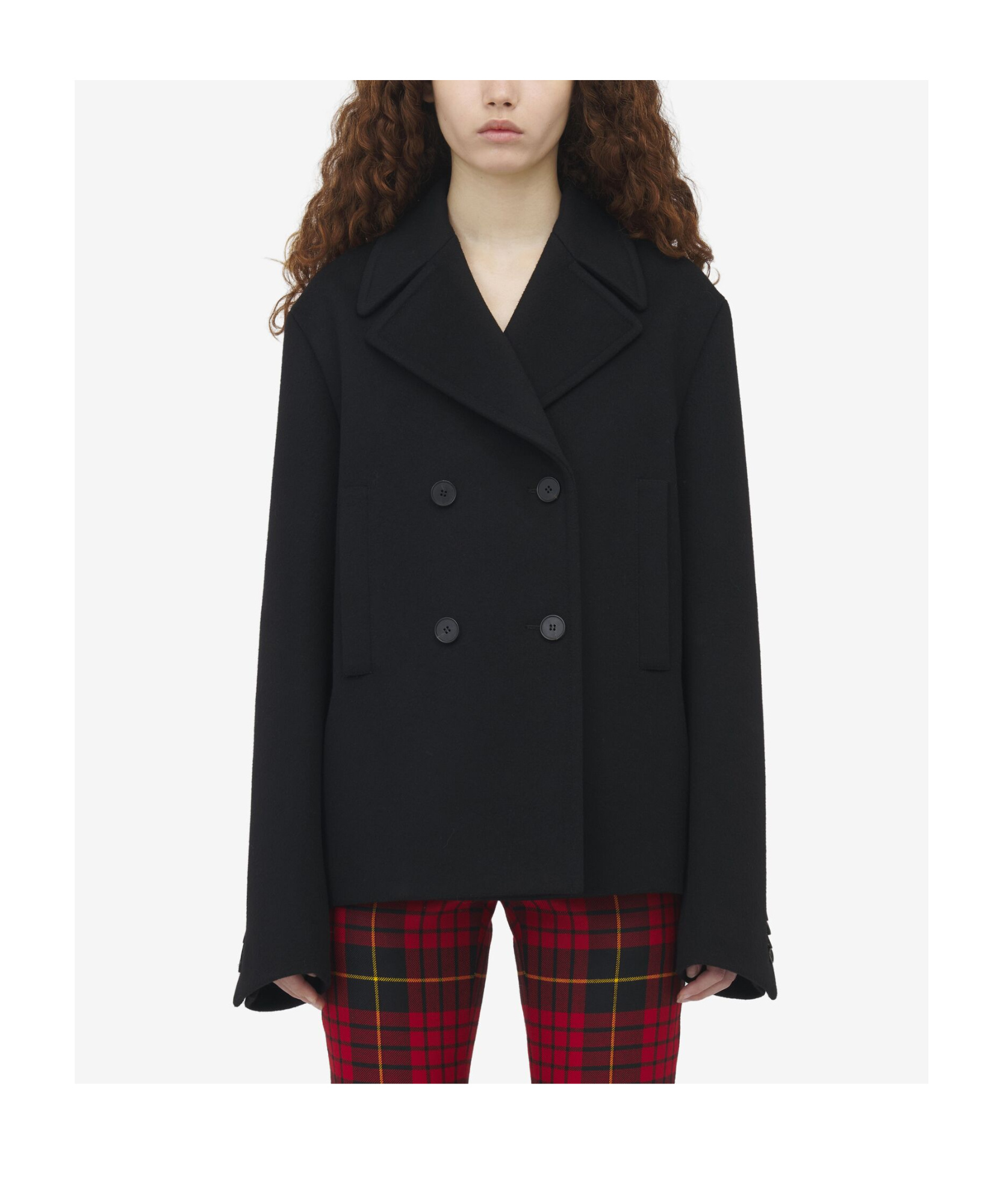 Alexander Mcqueen Womens Black Double-breasted Regular-fit Wool And Cashmere-blend Coat In Black