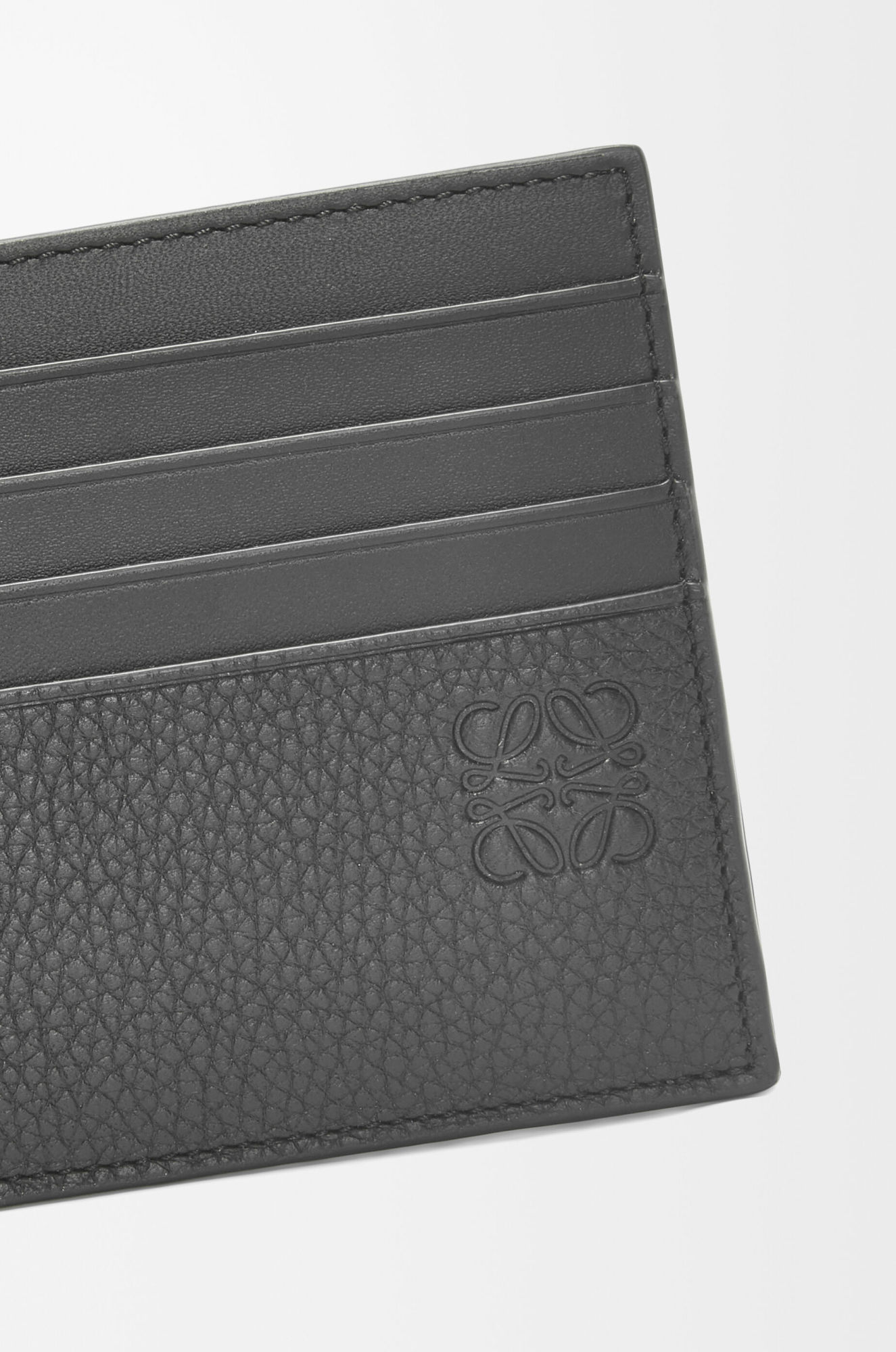 Loewe Grain Open Solid Color Card Holder In Black