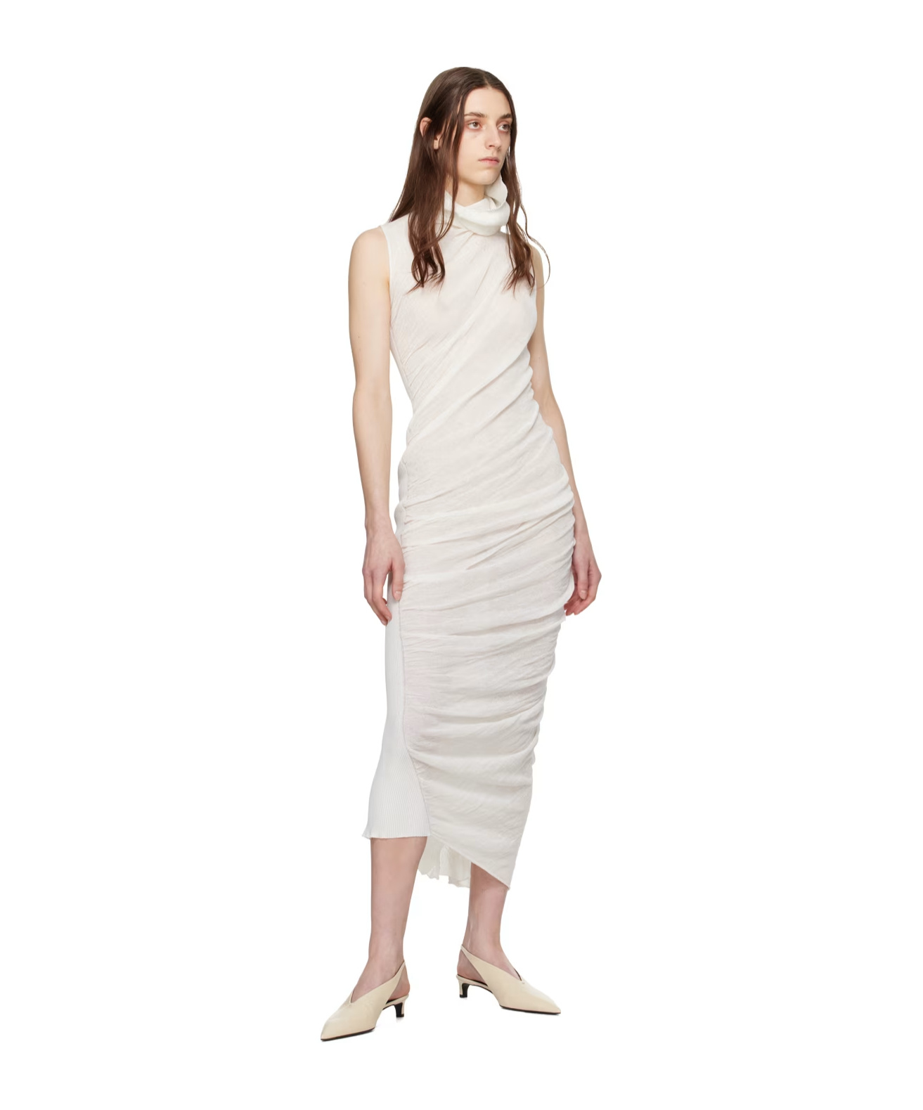 Issey Miyake Sleeveless Dress In White