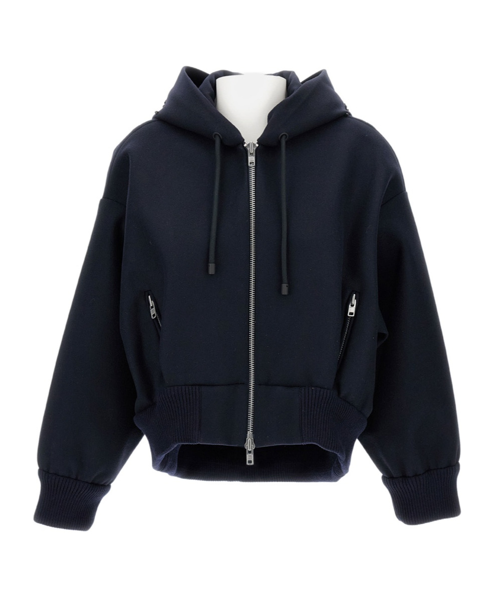 Simone Rocha Hooded Zip-up Casual Jacket In Blue
