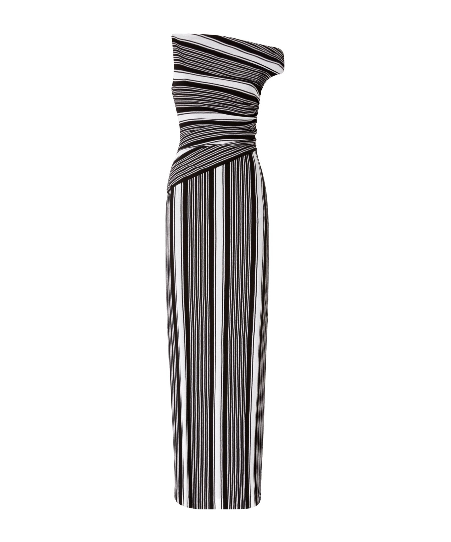 Missoni One-shoulder Striped Crochet-knit Cotton-blend Maxi Dress In Black