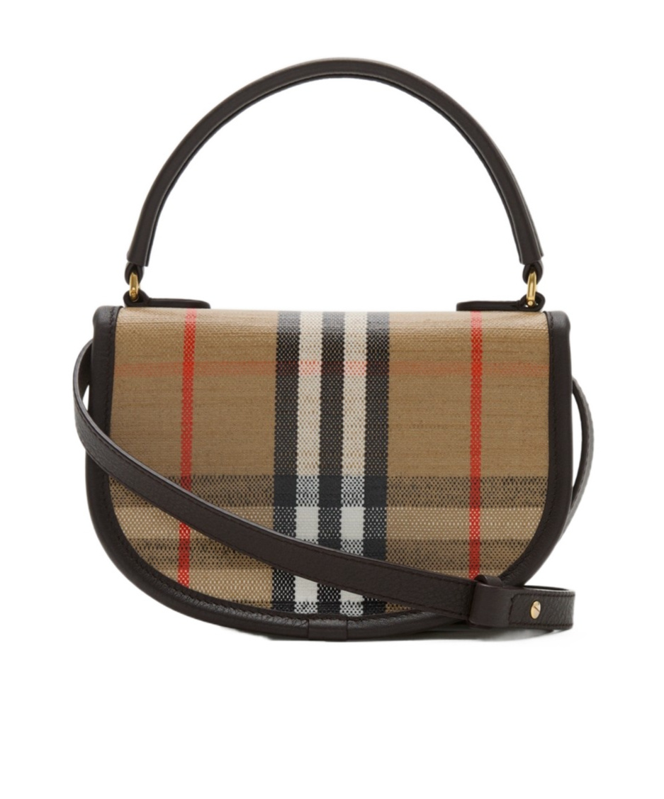 Burberry Check Motif Crossbody Handbag With Removable Strap In Nude