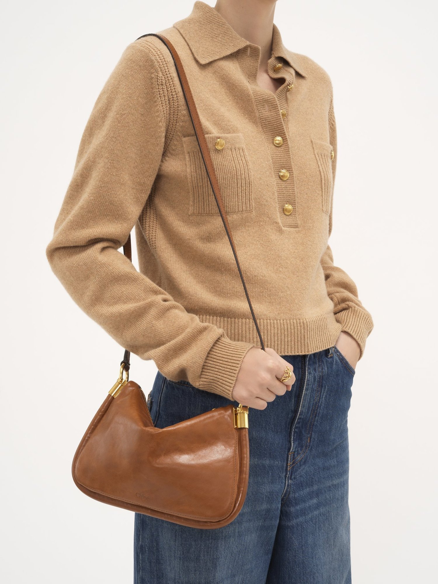Chloé Logo Mini Shoulder Bag In Brown