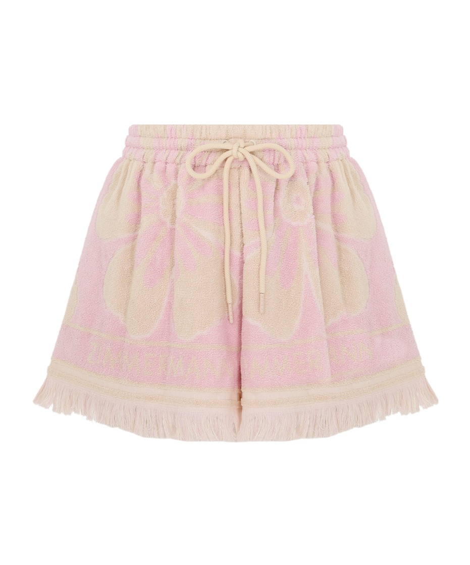 Shop Zimmermann Fringed Shorts In Pink