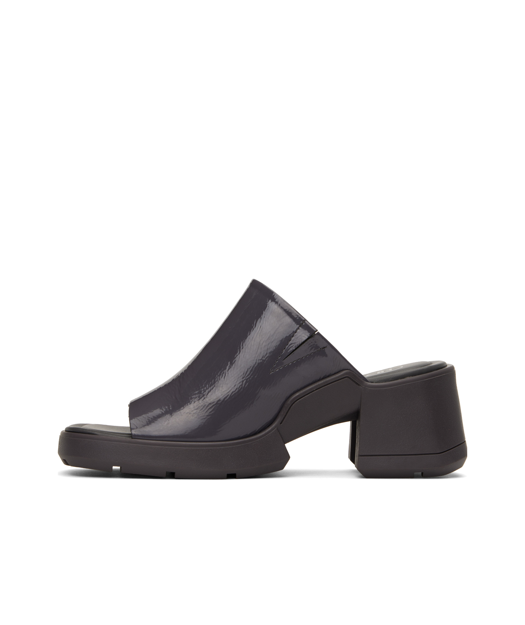 MIISTA PATENT LEATHER MULES IN GRAY.