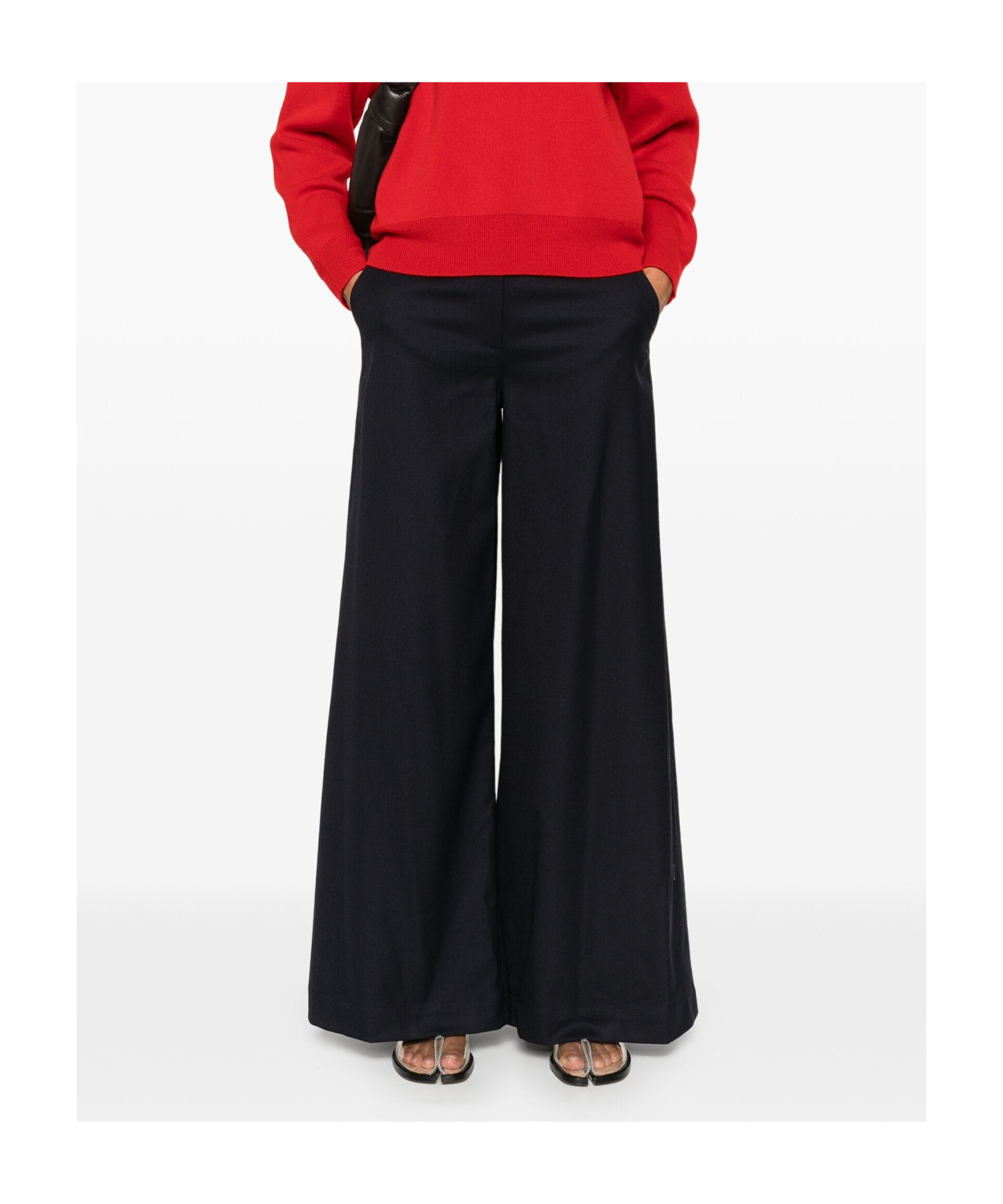 Theory Women's Wool Flannel Ultra Wide-leg Pants In Black