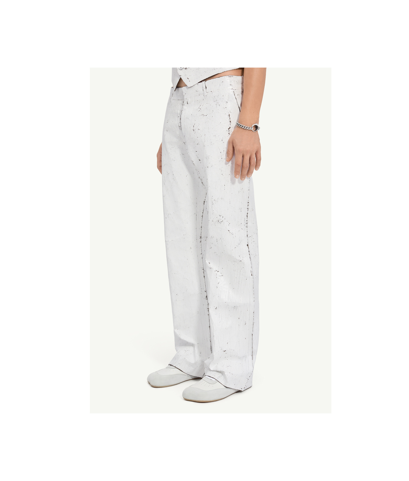 Mm6 Maison Margiela Painted White Trousers In White
