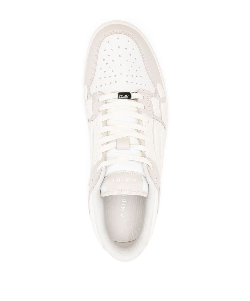 Amiri Skel Top Low White Sneakers With Skeleton Patch In Leather Man In White