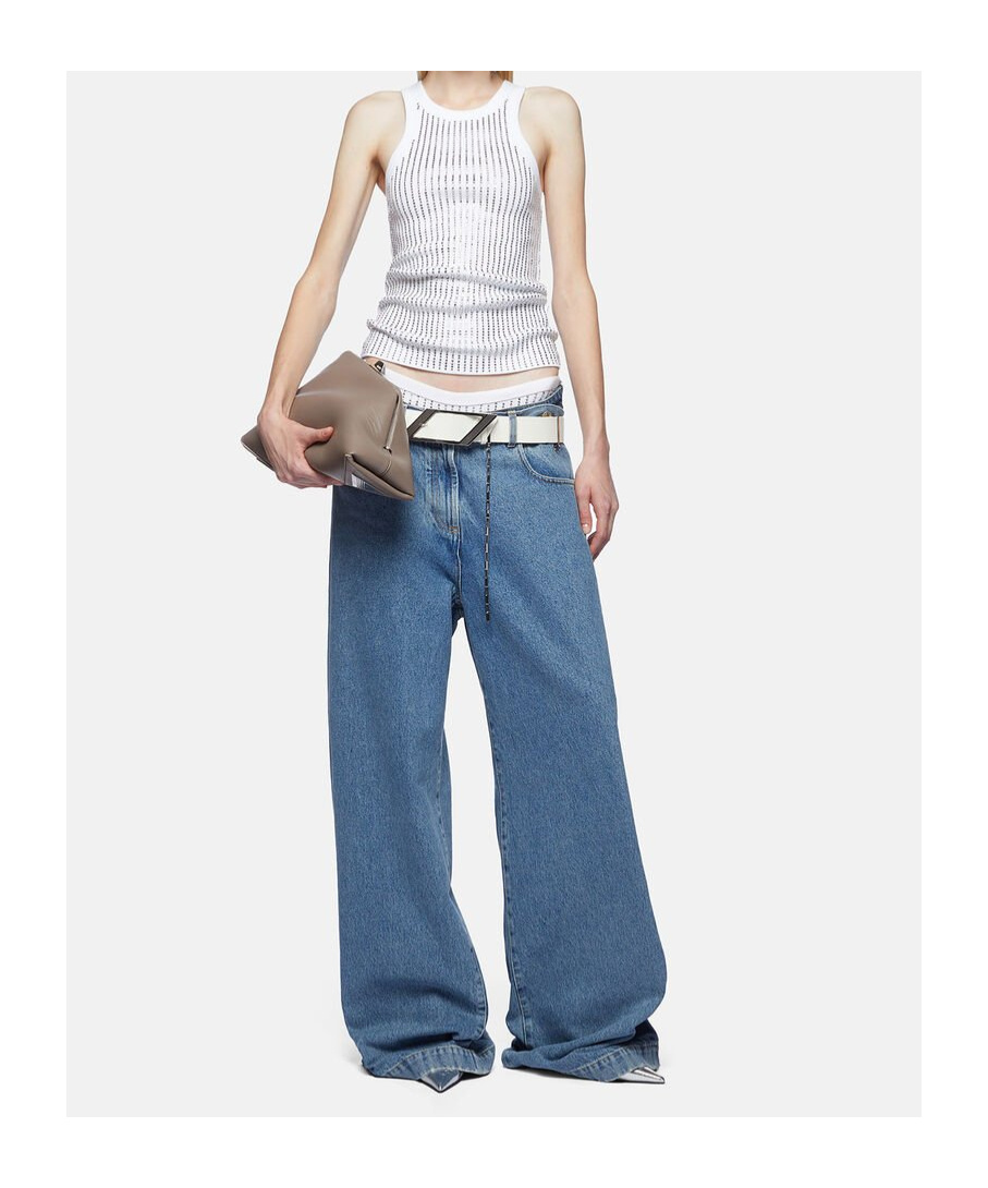 Attico The  Logo Patch Straight-leg Jeans In Blue