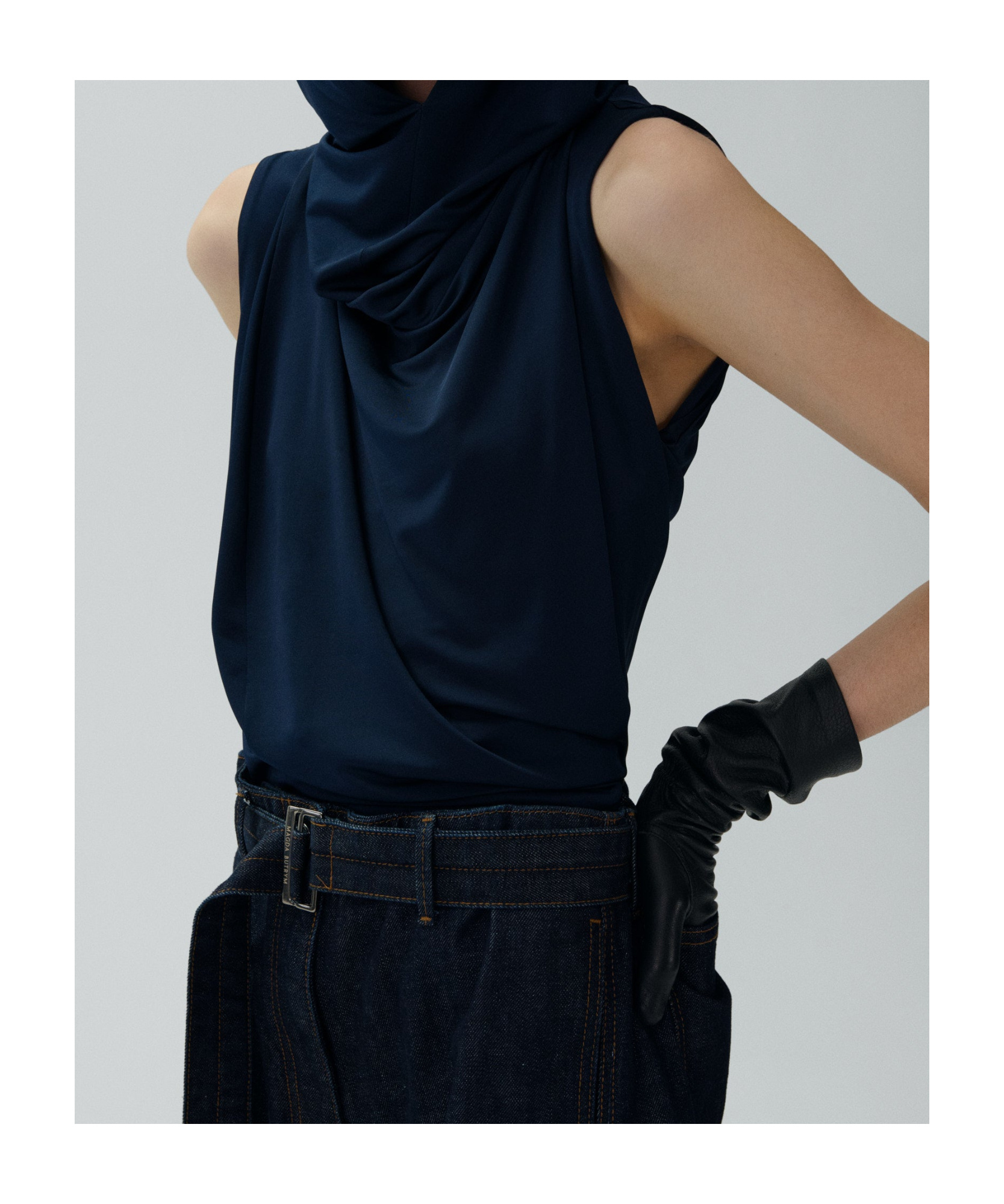 MAGDA BUTRYM HOODED DRAPING BLOUSE