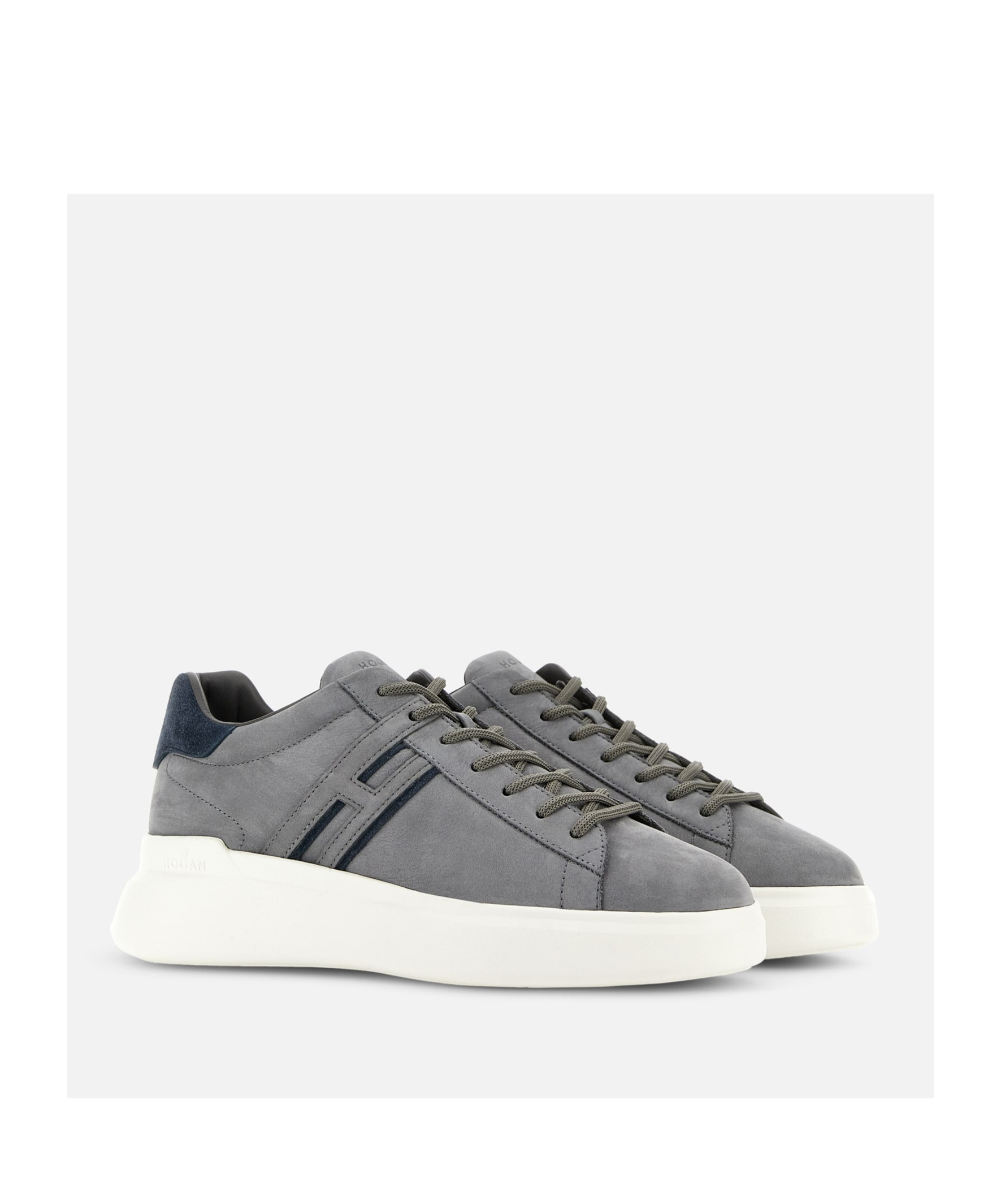 Hogan Man Sneakers Light Grey Size 9 Soft Leather In Gray