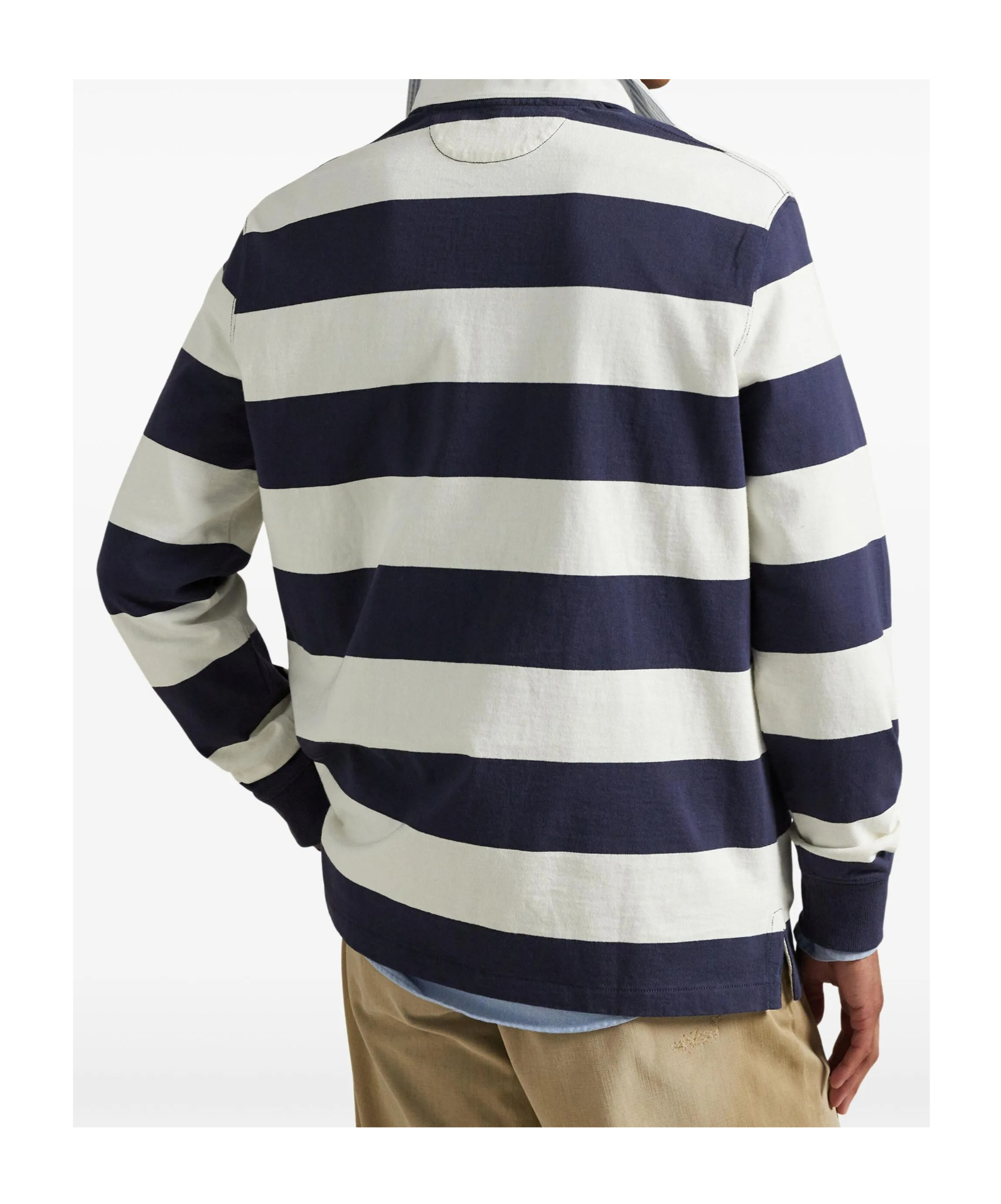 Polo Ralph Lauren Rugby Fit Blue And White Polo Shirt With Logo Embroidery On The Front And All-over Striped Motif In  In Multi