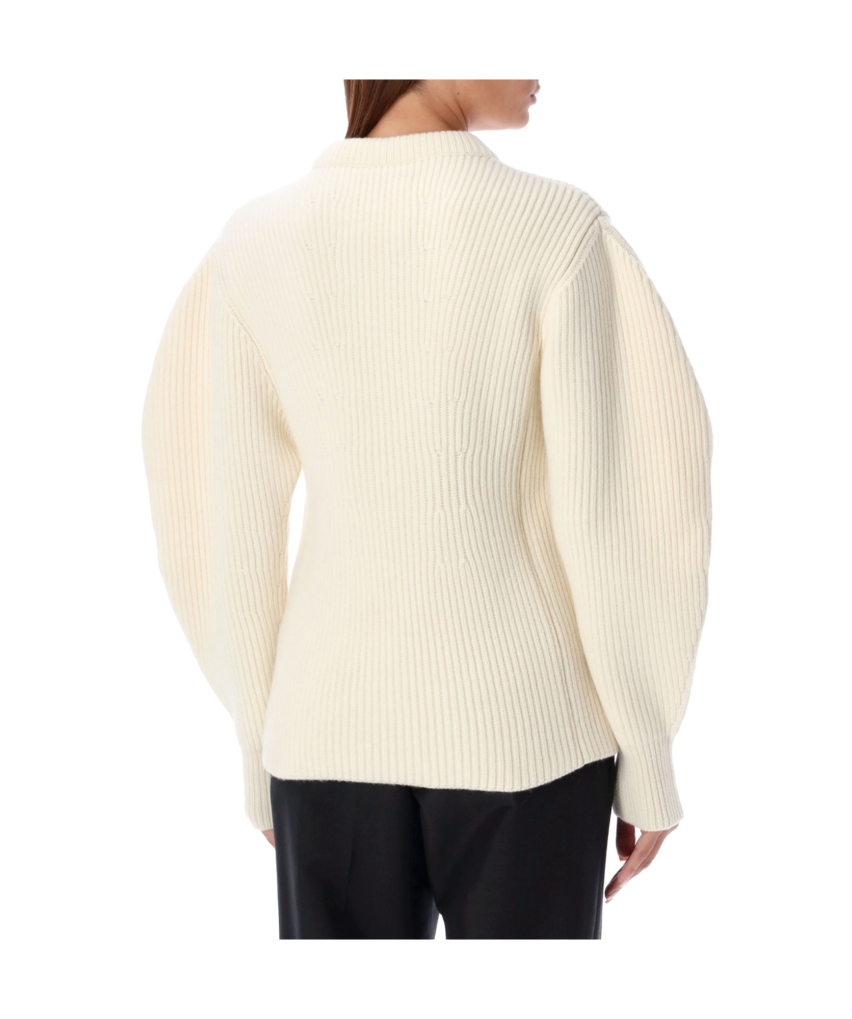 Jil Sander Baloon Sleeve Fisherman Sweater In White