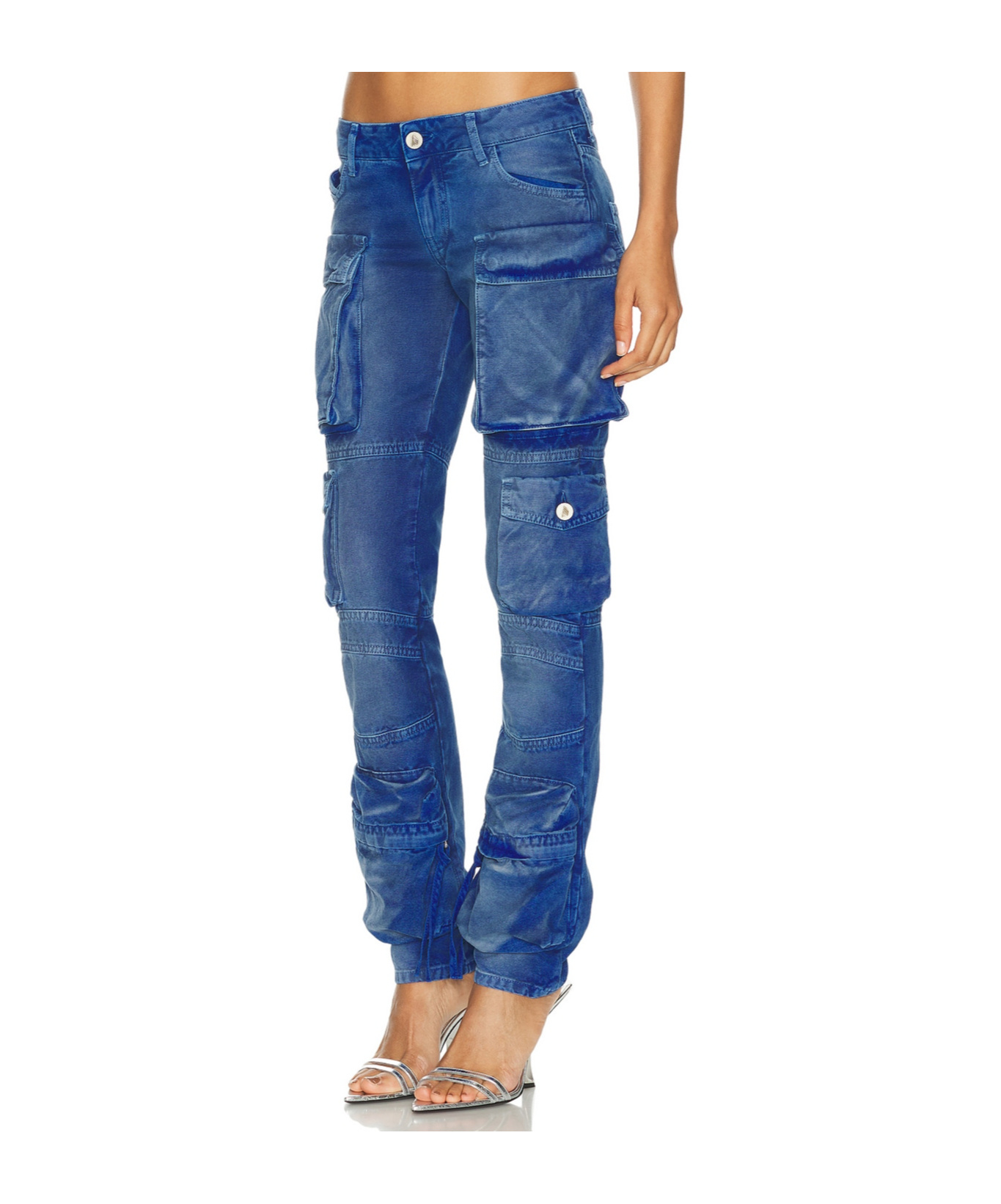 Attico Low-rise Cargo Jeans In Blue