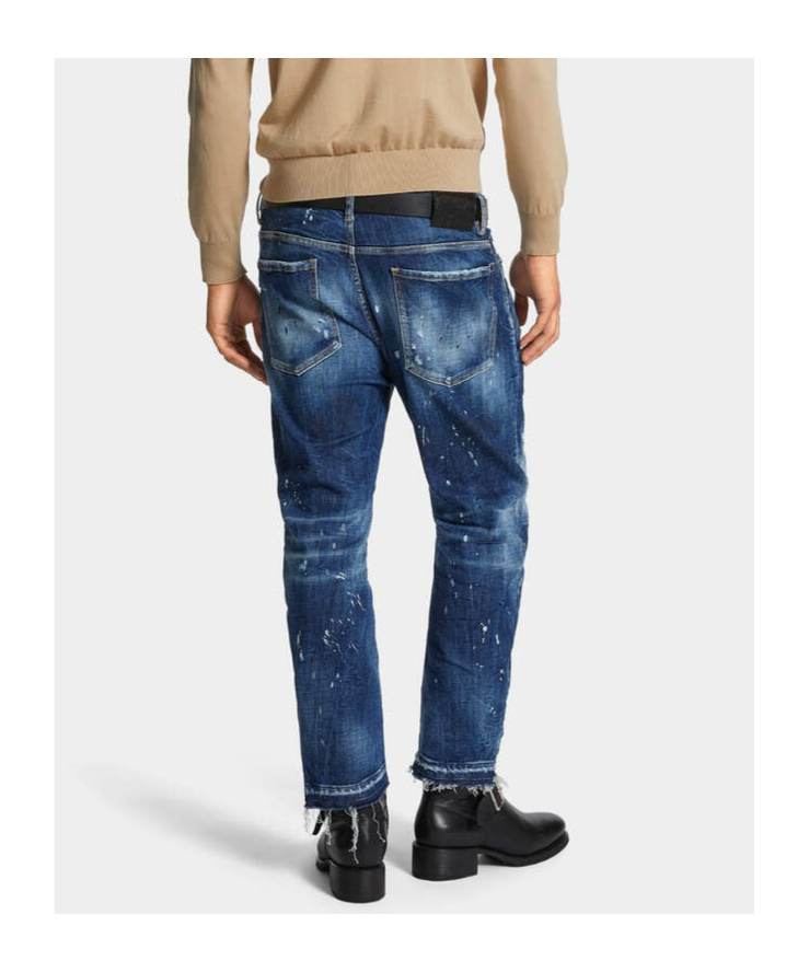 Dsquared2 Distressed Slim Jeans In Blue