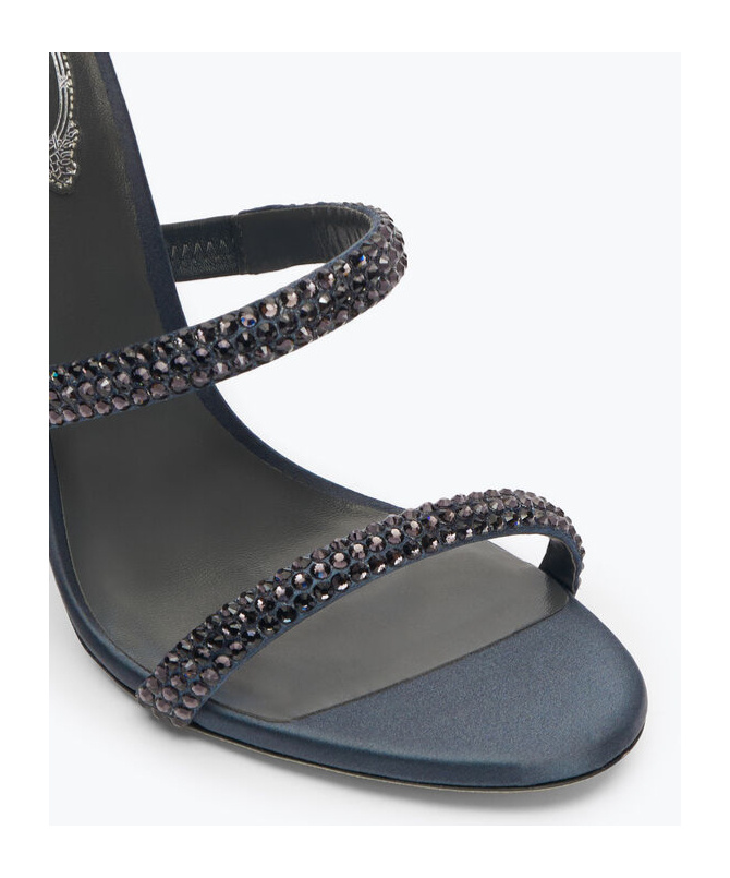 René Caovilla Crystal Embellished Leather Sandals In Black