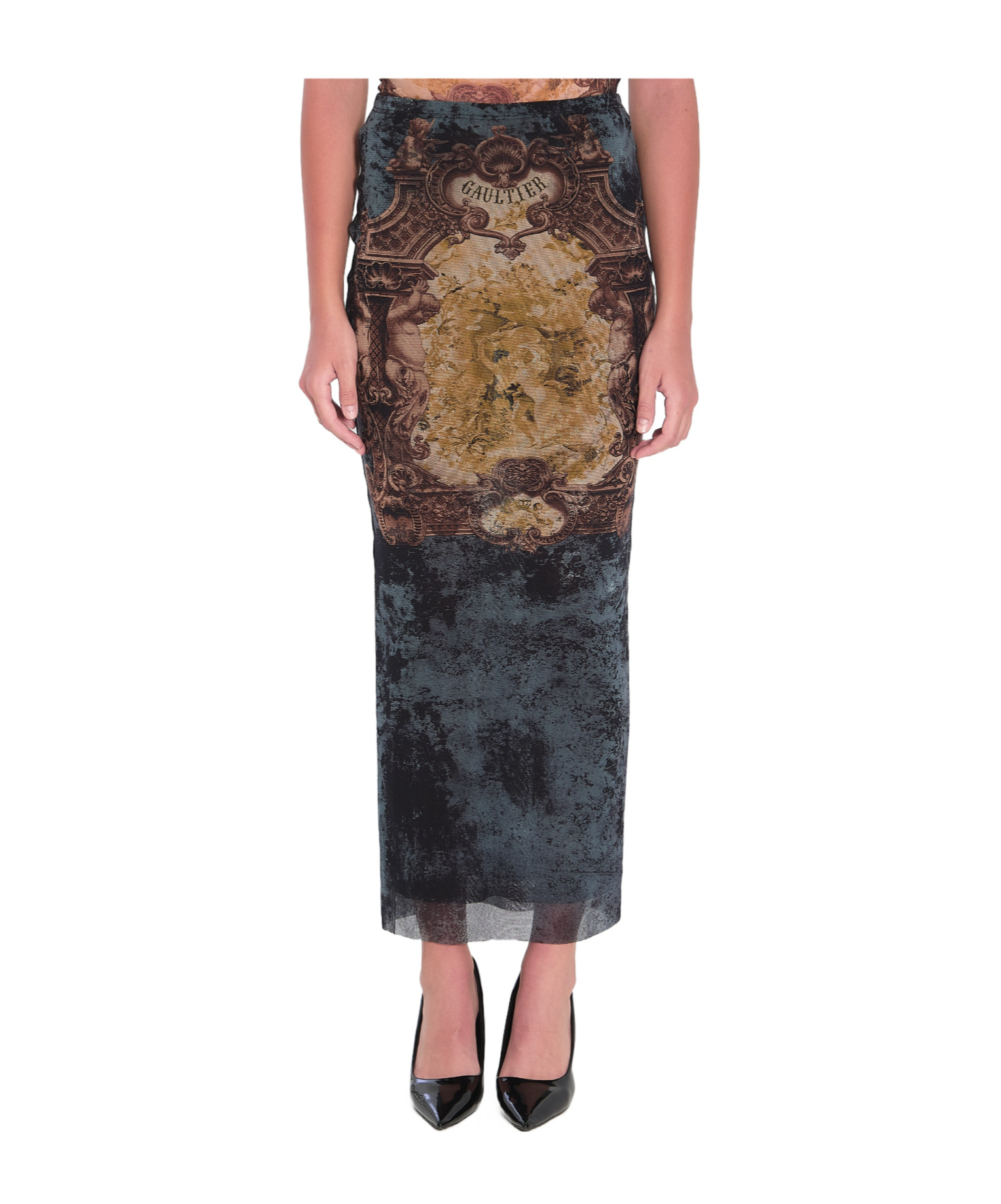 Jean Paul Gaultier Midi Skirt In Black