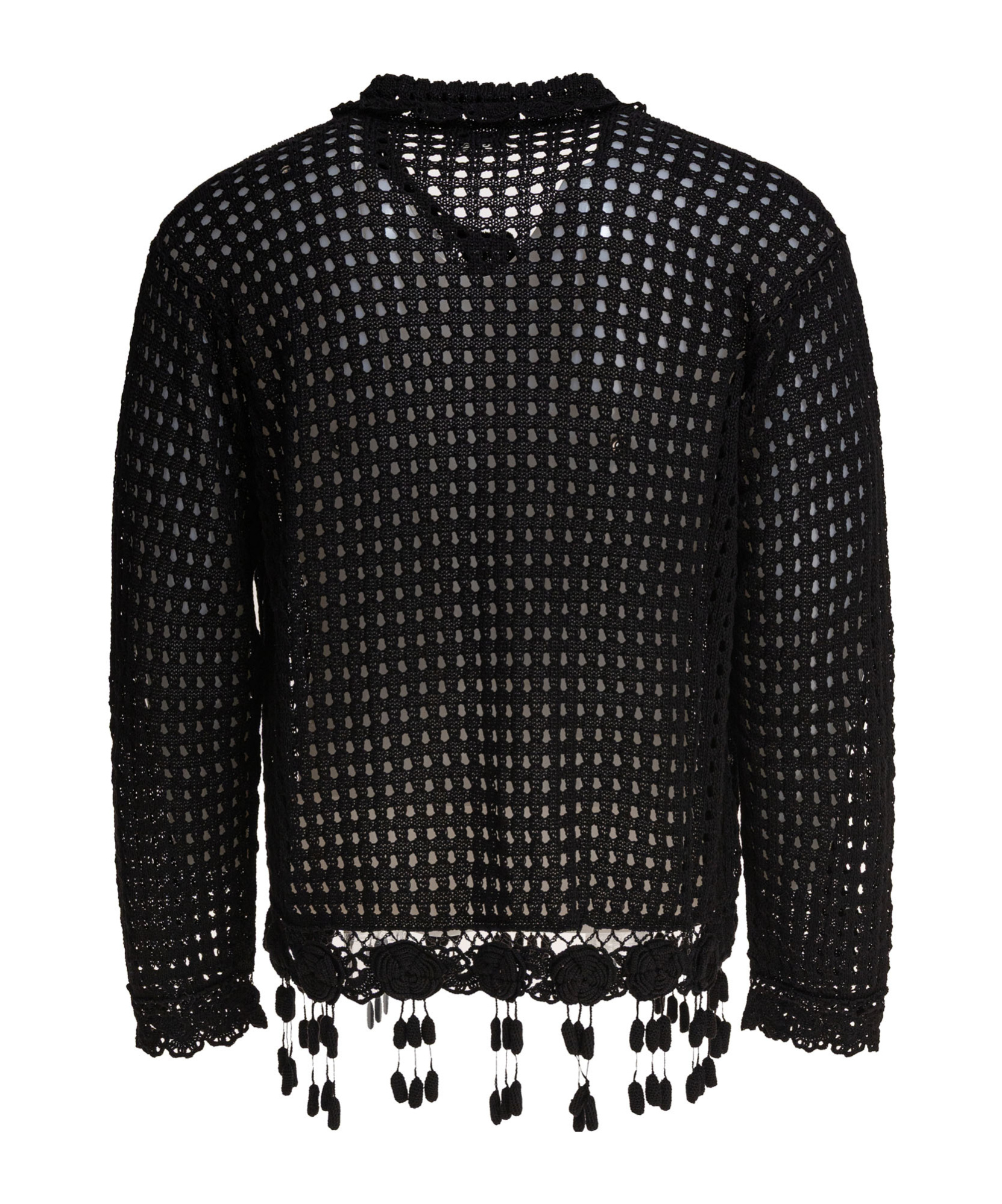 Bode Crochet-trimmed Buttoned Shirt In Black